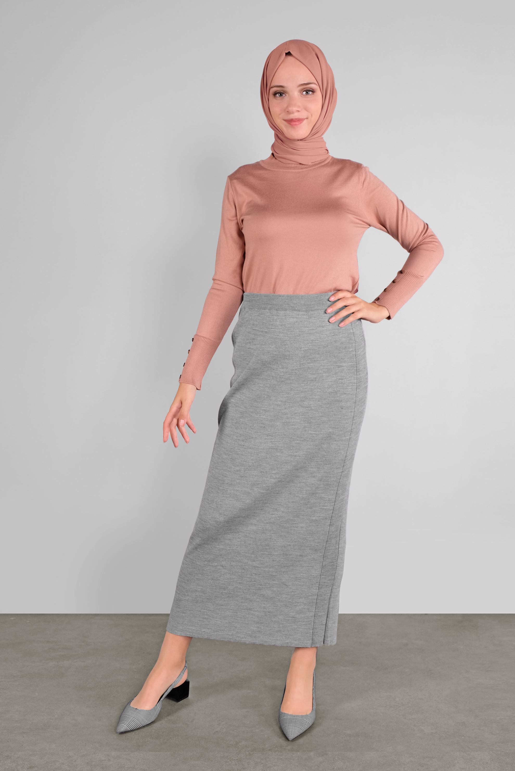 Tesettür giyim PUDRA BASİC TRİKO KAZAK 41023 
