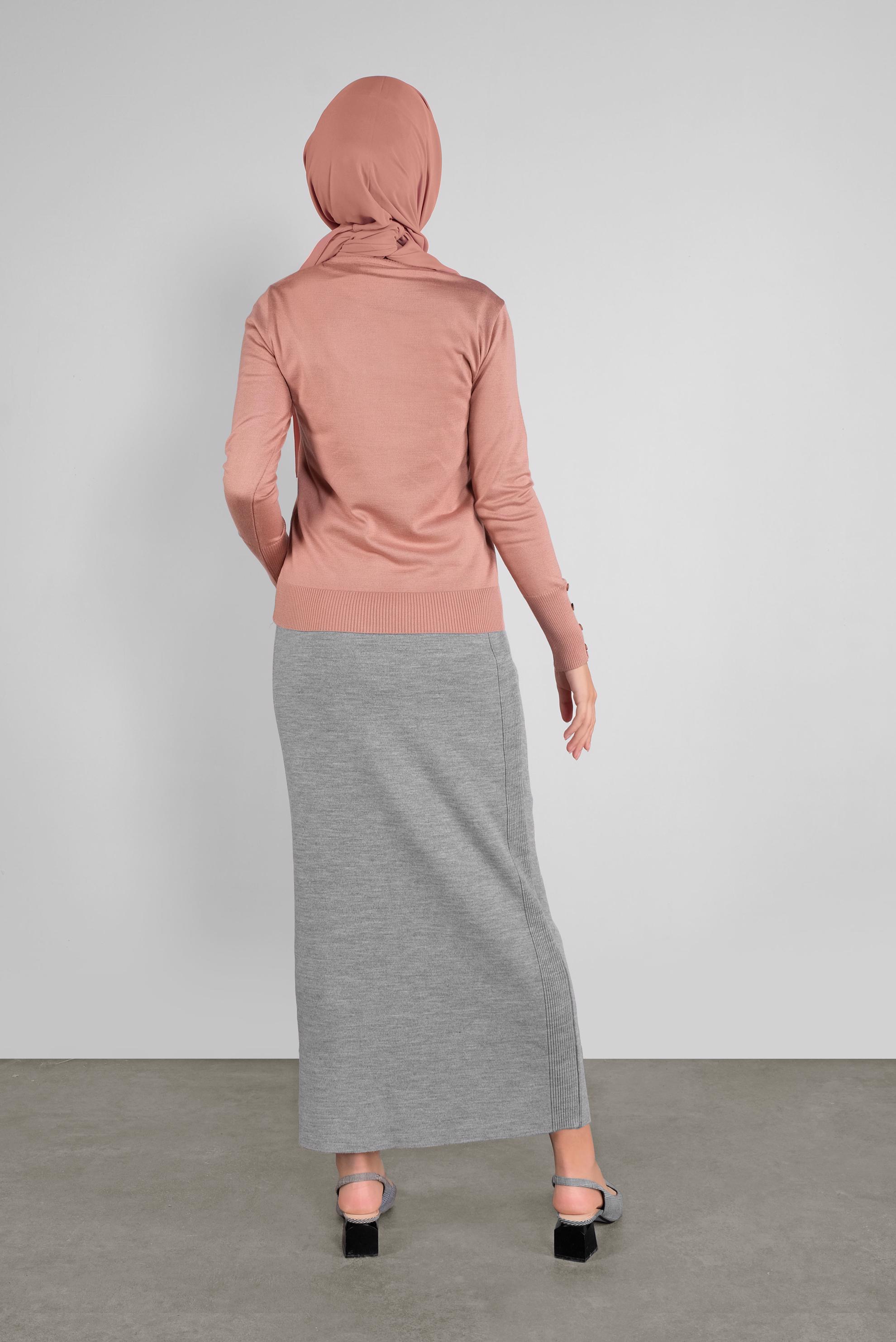 Tesettür giyim PUDRA BASİC TRİKO KAZAK 41023 