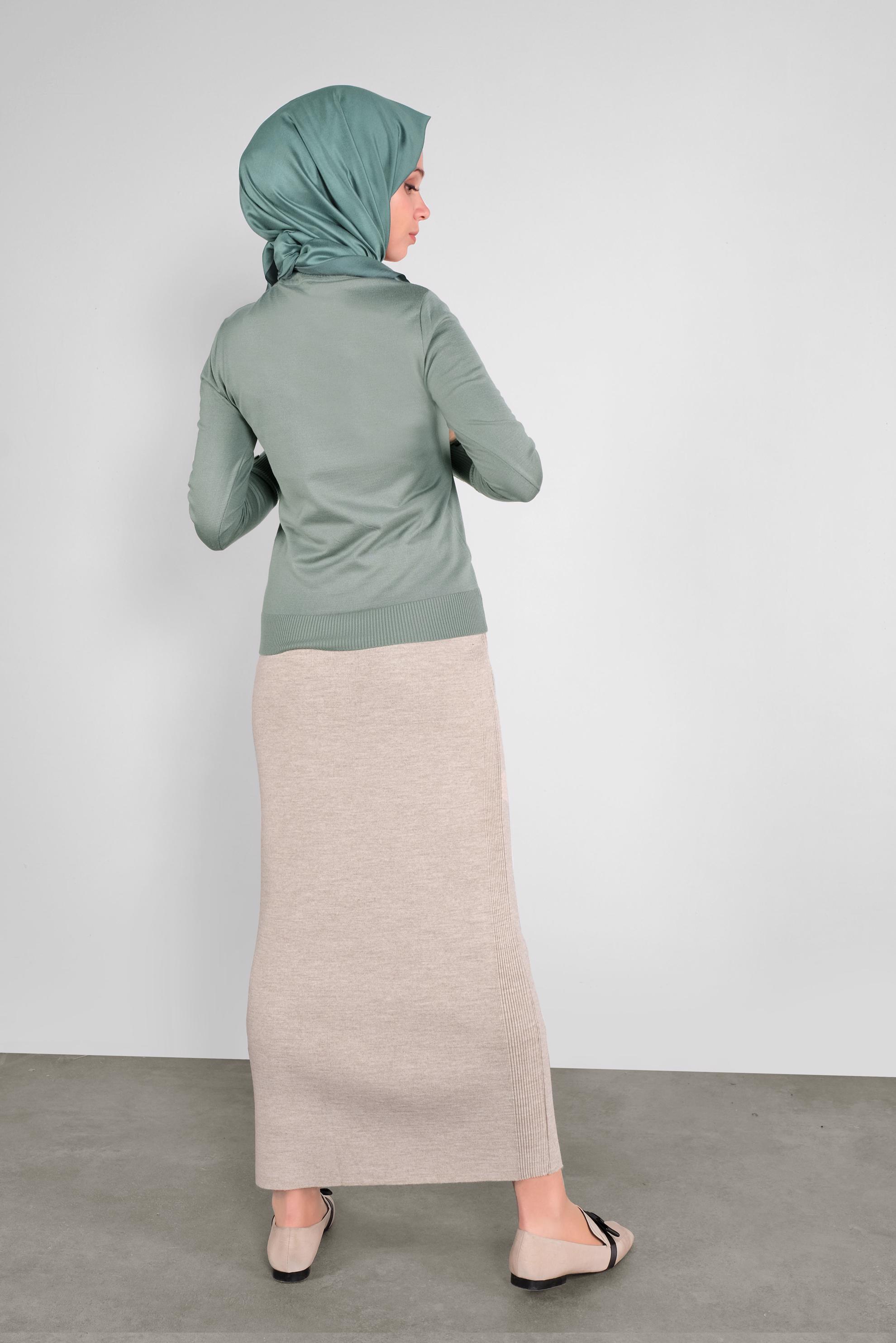 Tesettür giyim YEŞİL BASİC TRİKO KAZAK 41023 