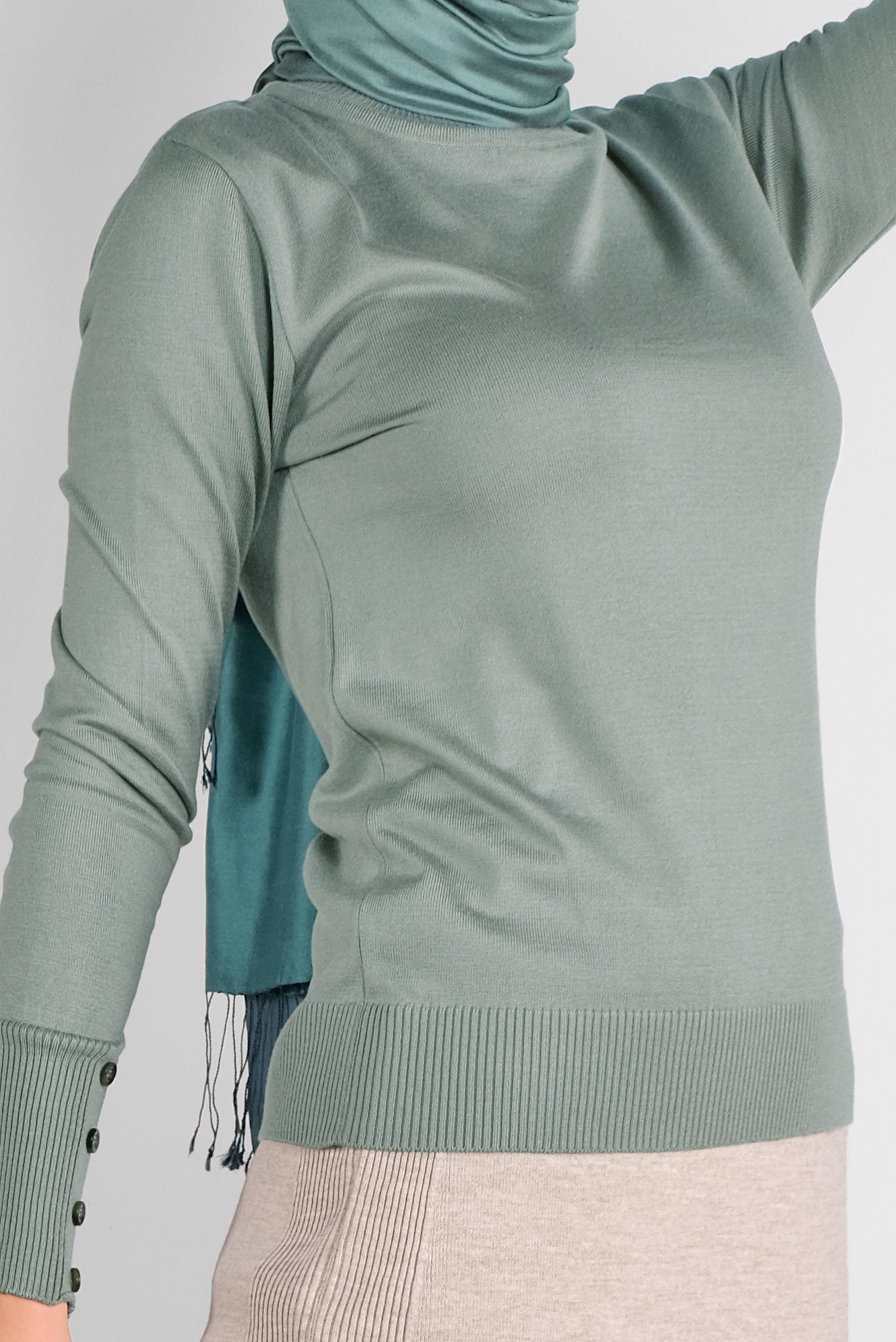 Tesettür giyim YEŞİL BASİC TRİKO KAZAK 41023 