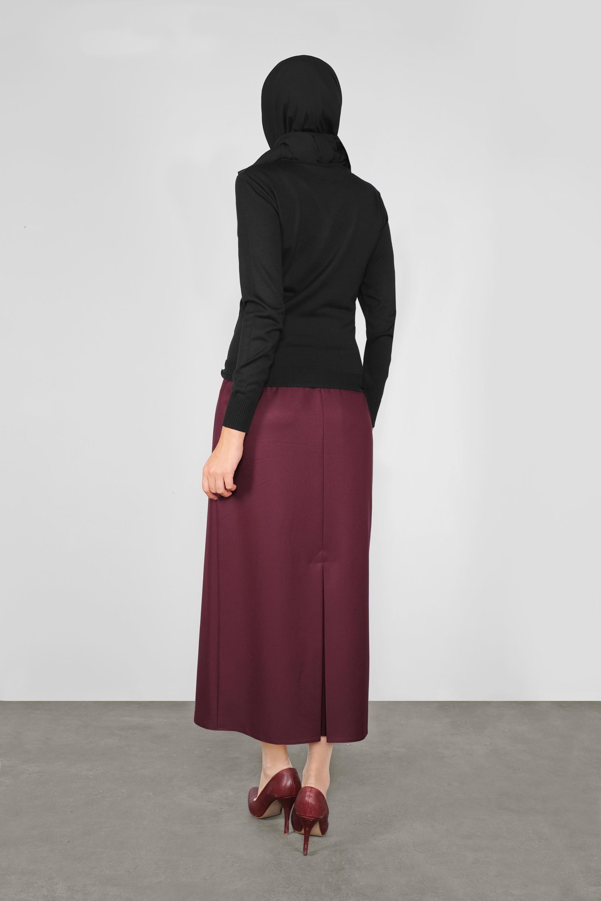 Tesettür giyim SİYAH BÜZGÜLÜ TRİKO KAZAK  41024 