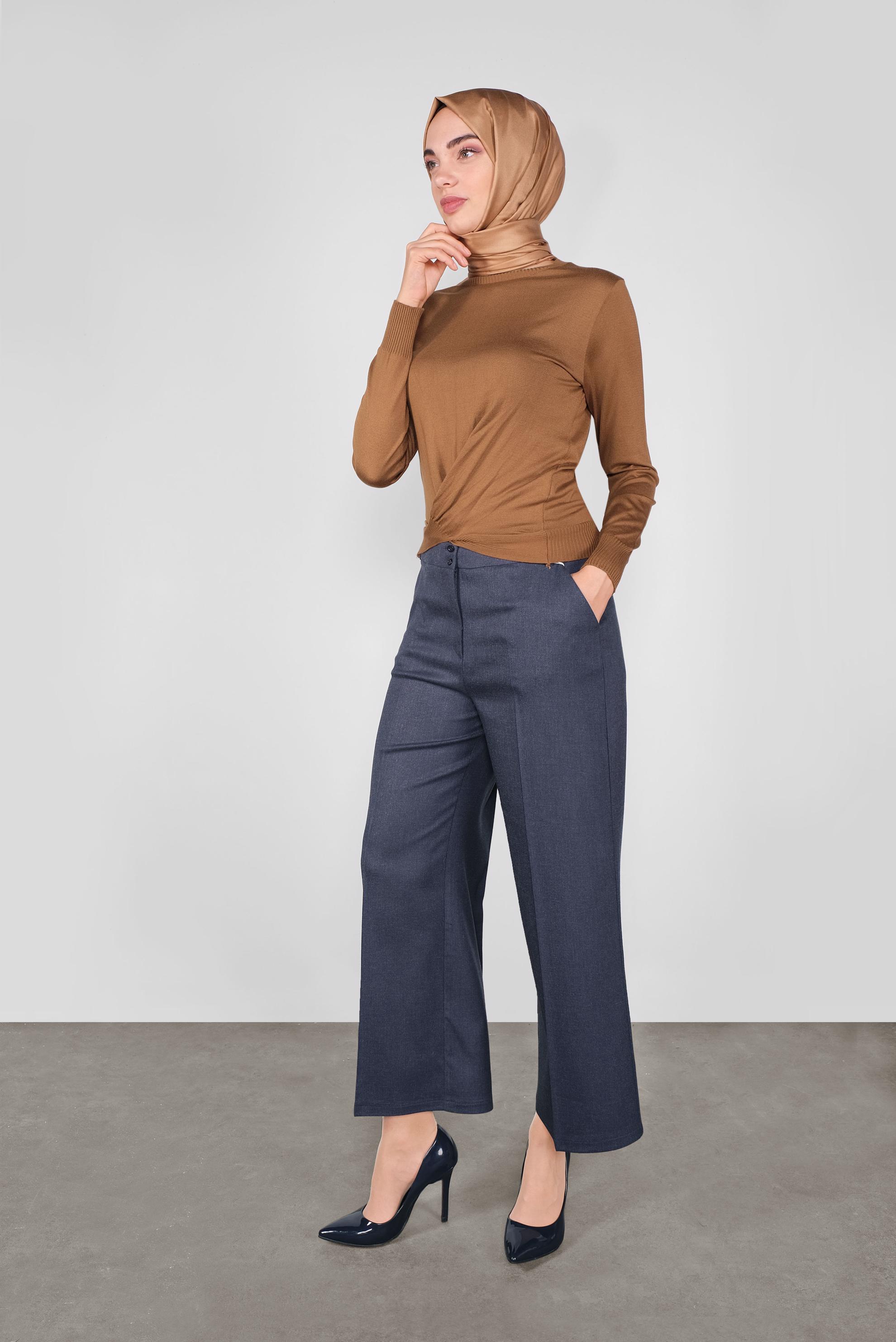 Tesettür giyim TABA BÜZGÜLÜ TRİKO KAZAK  41024 