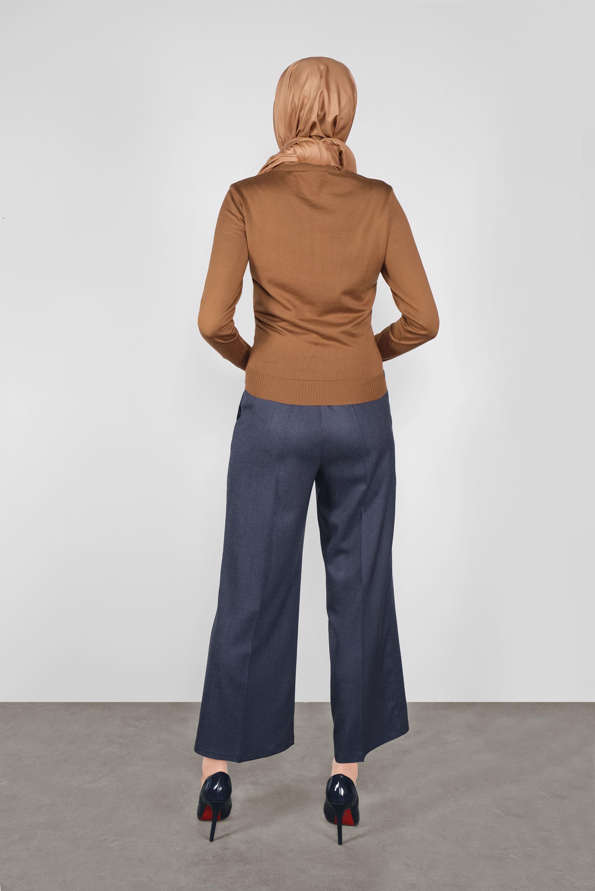 Tesettür giyim TABA BÜZGÜLÜ TRİKO KAZAK  41024 