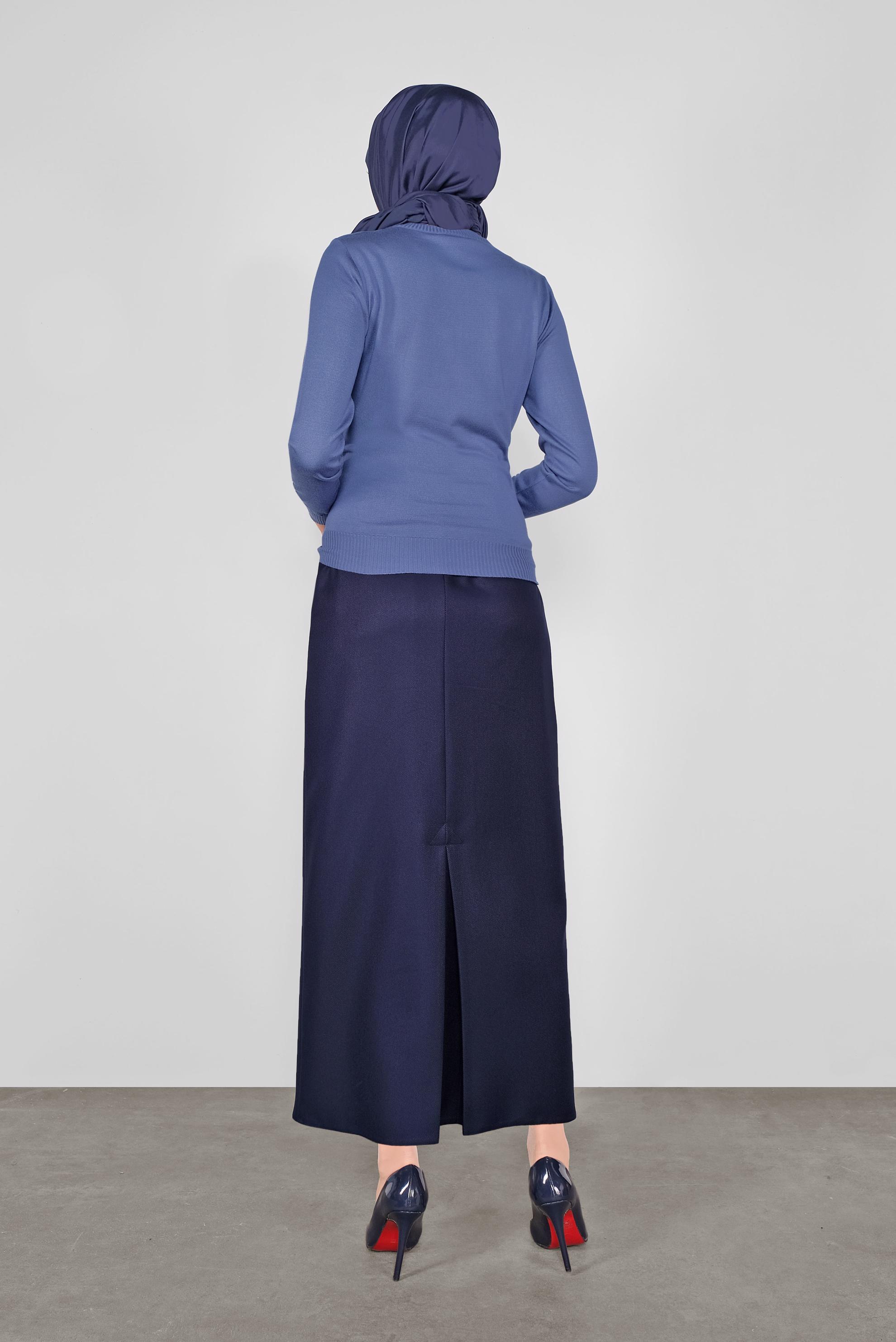 Hijab clothing NAVY BLUE SMOCKED KNIT SWEATER 41024