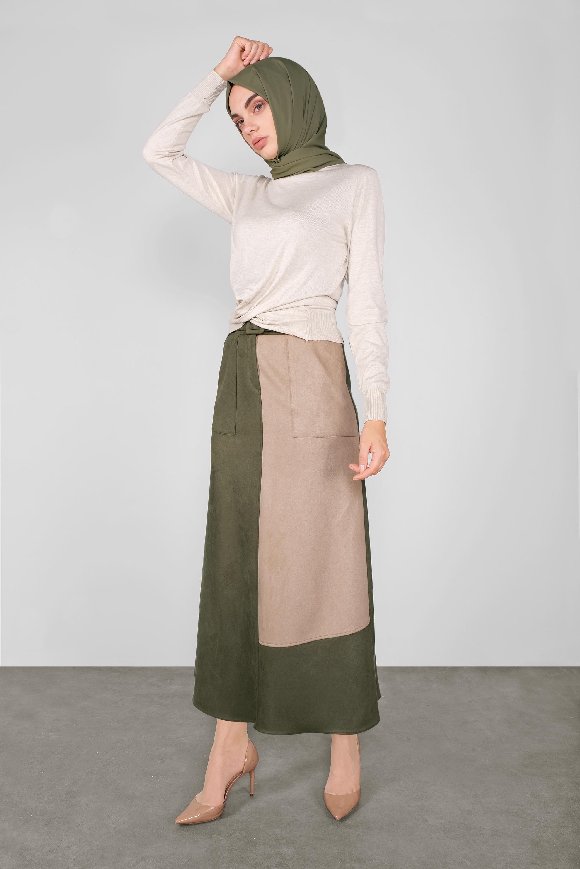 Tesettür giyim BEJ BÜZGÜLÜ TRİKO KAZAK  41024 