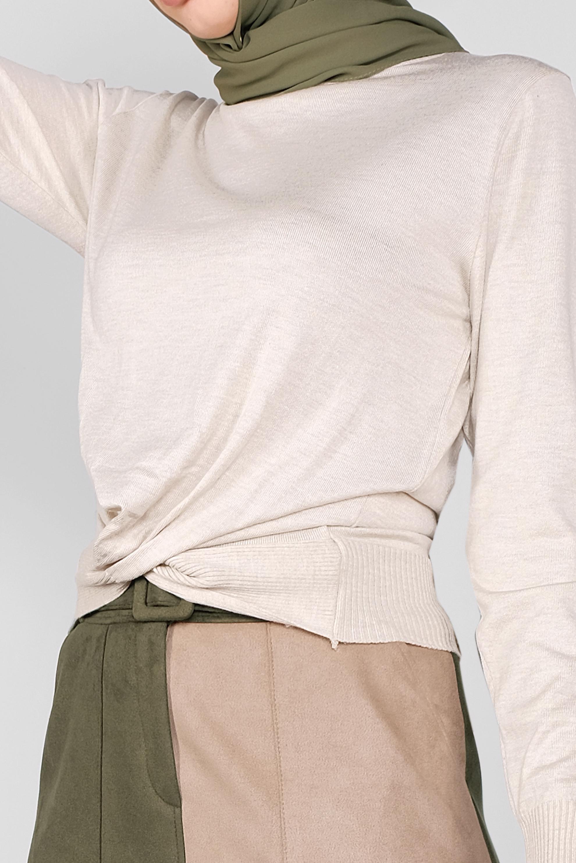 Tesettür giyim BEJ BÜZGÜLÜ TRİKO KAZAK  41024 