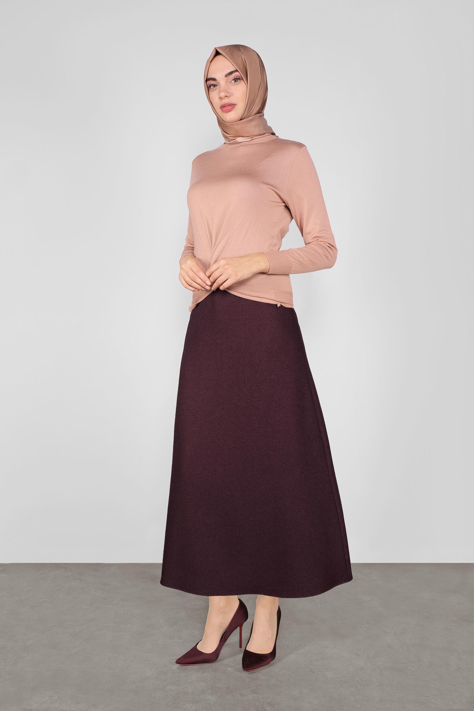 Tesettür giyim PUDRA BÜZGÜLÜ TRİKO KAZAK  41024 