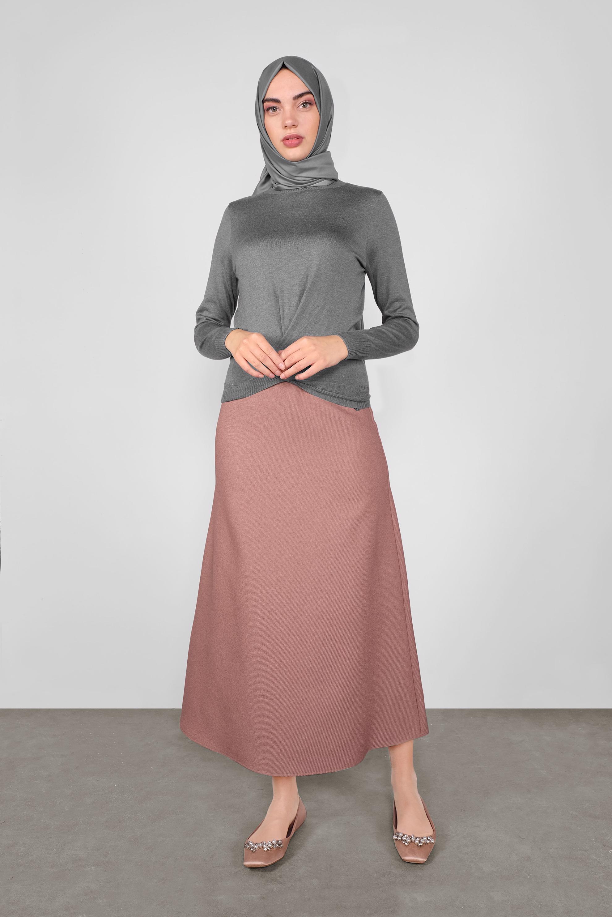 Tesettür giyim GRİ BÜZGÜLÜ TRİKO KAZAK  41024 