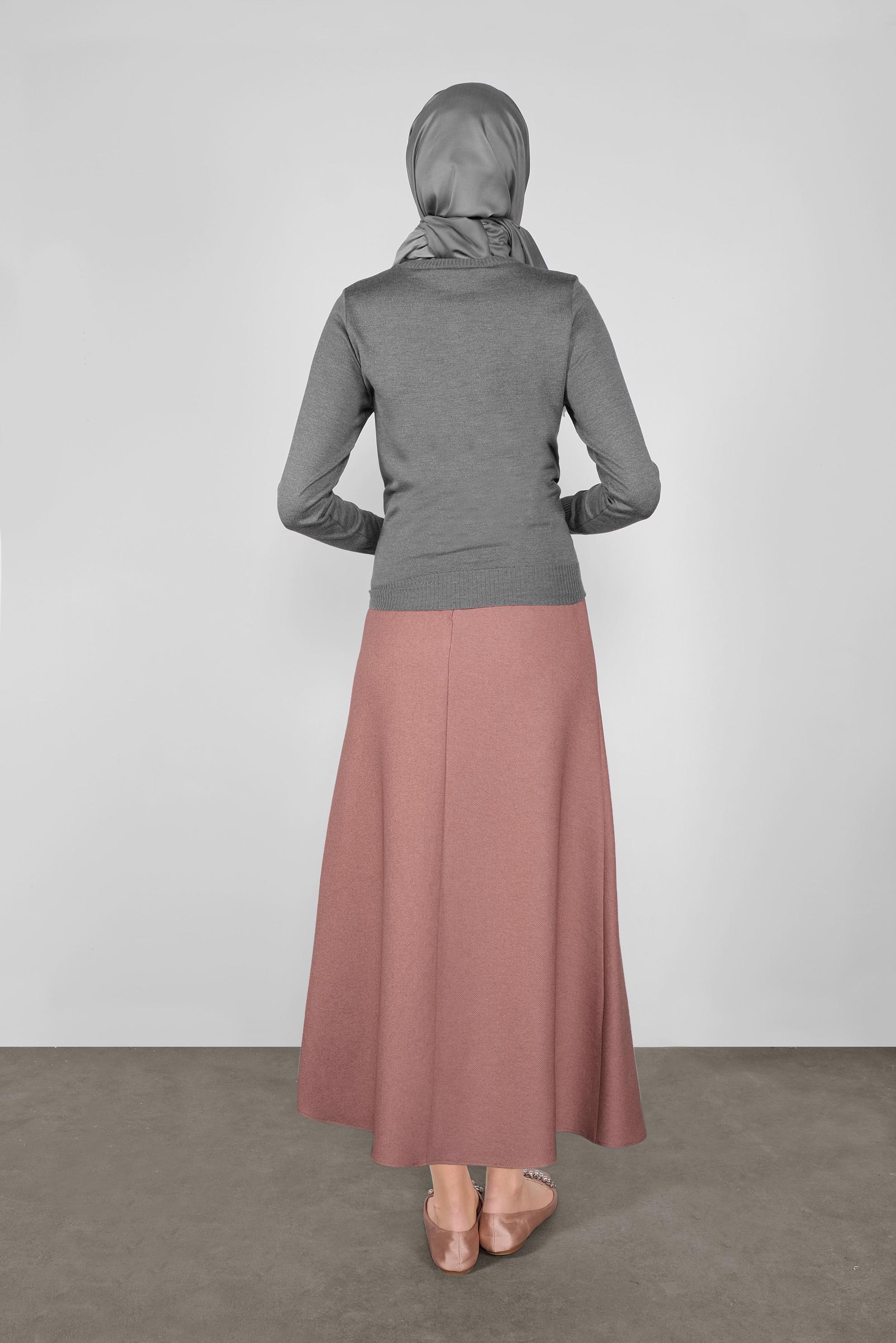 Tesettür giyim GRİ BÜZGÜLÜ TRİKO KAZAK  41024 