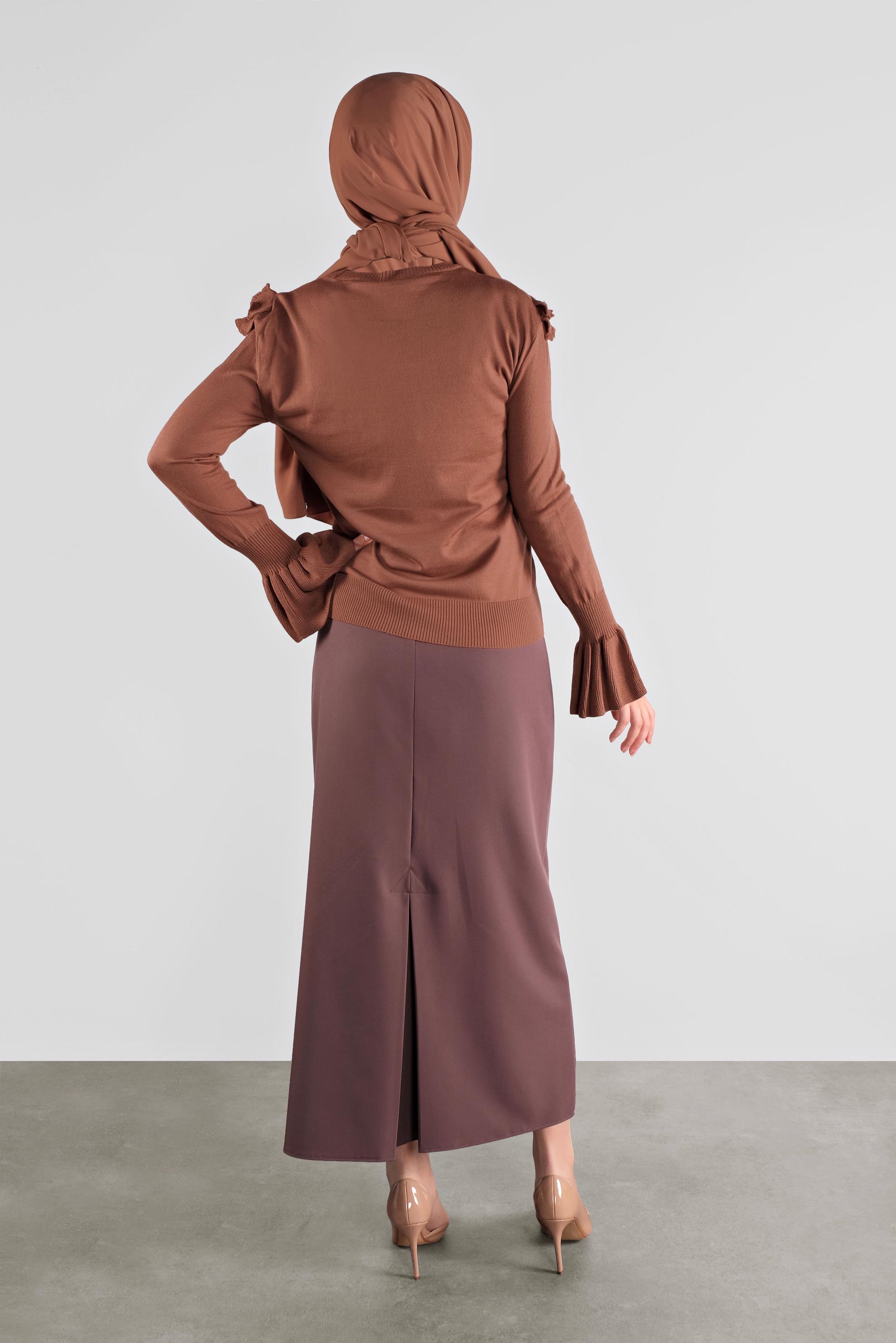 Vêtements hijab ORANGE PULL EN TRICOT RUCHÉ 41025 