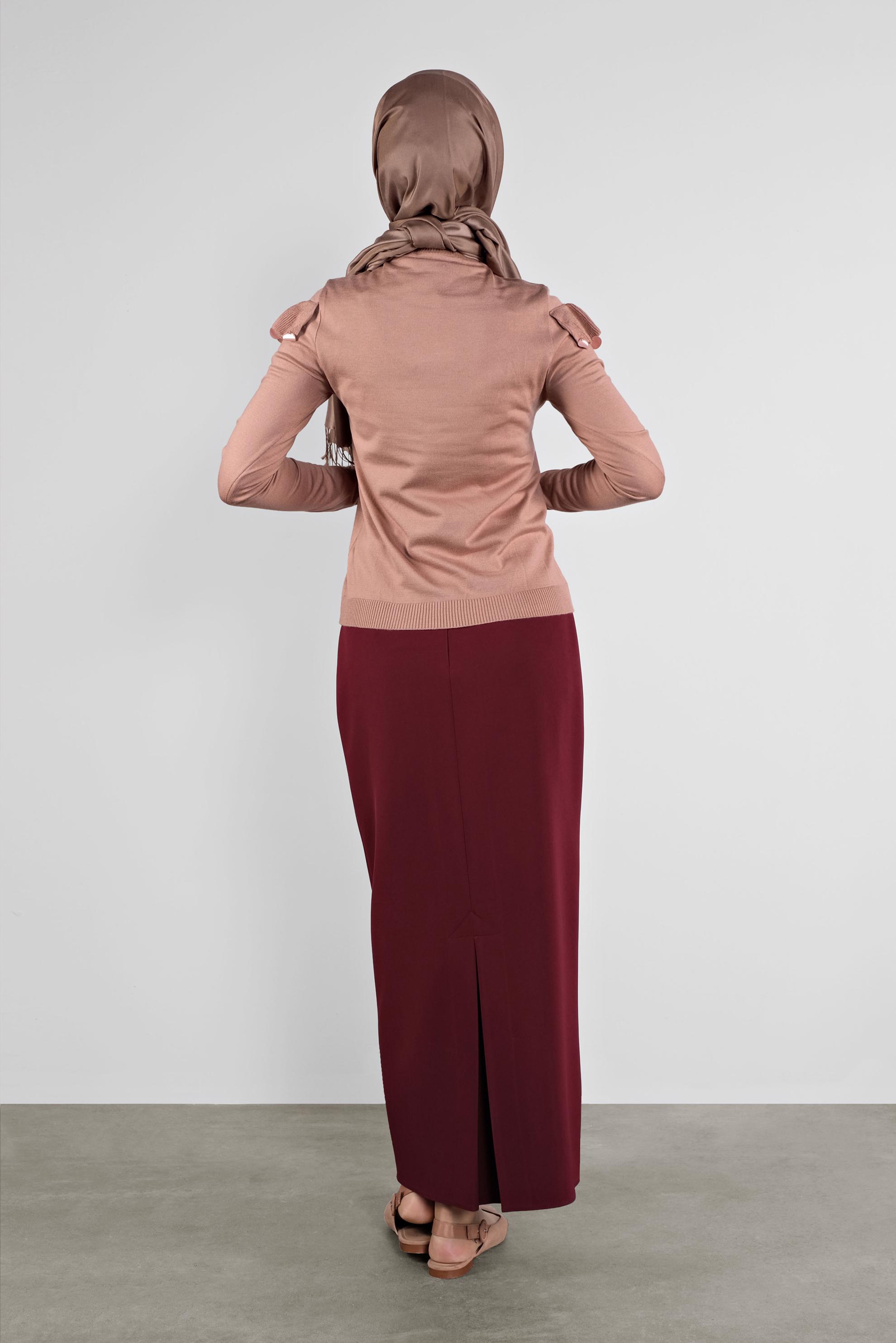 Hijab clothing POWDER SEQUINED RUFFLED KNIT SWEATER 41026 