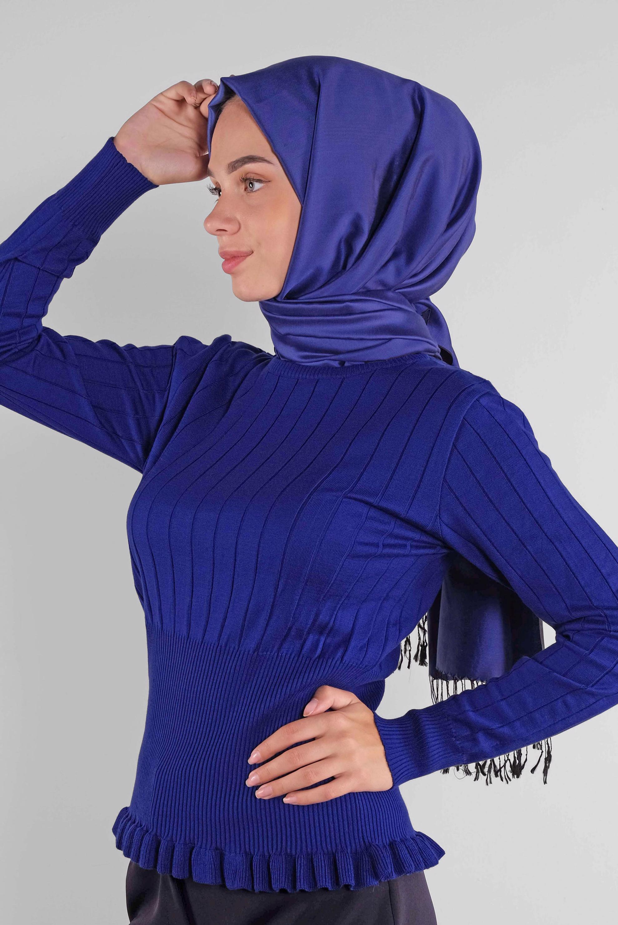 Tesettür giyim LACİVERT FIRFIRLI TRİKO KAZAK 41027 