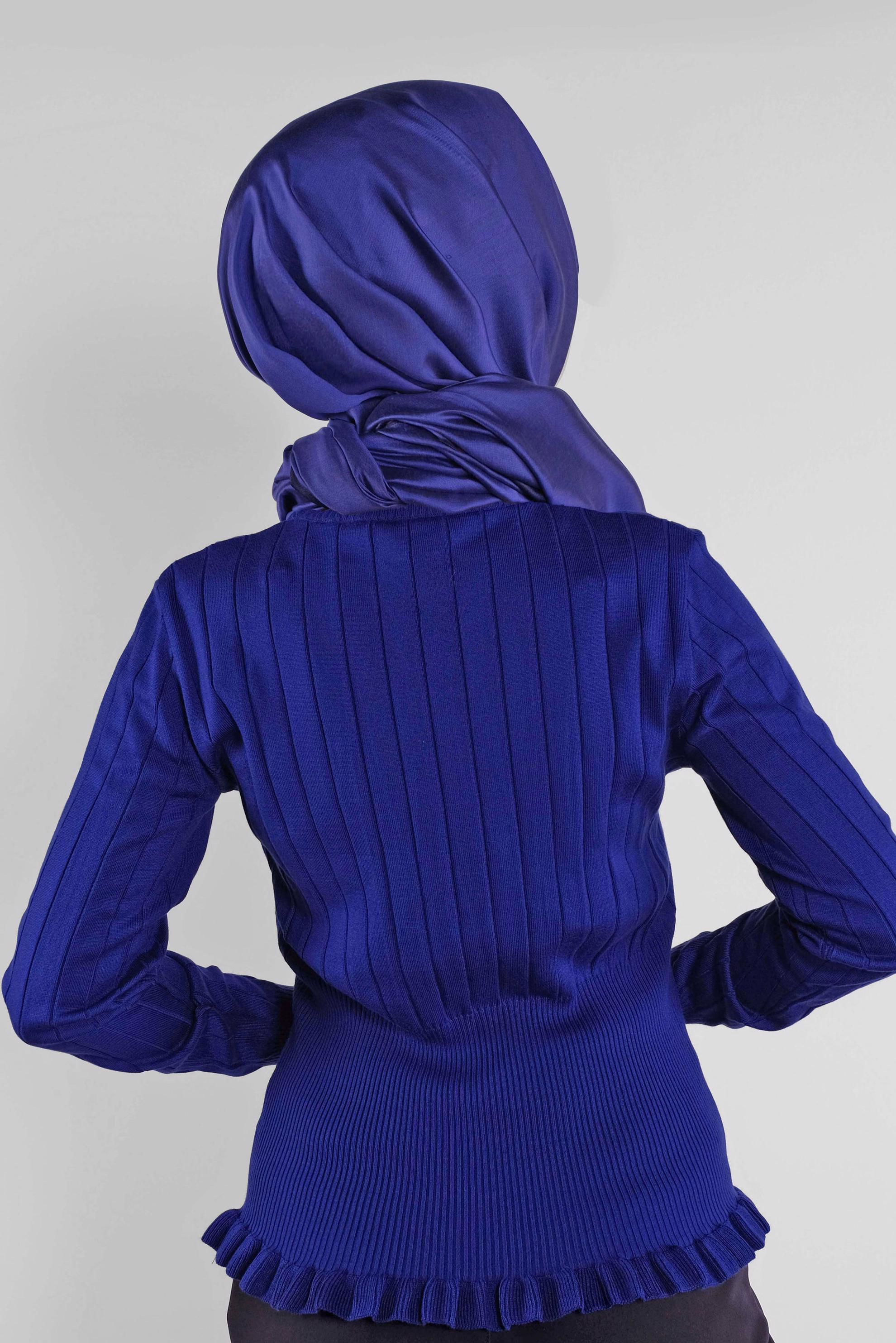 Tesettür giyim LACİVERT FIRFIRLI TRİKO KAZAK 41027 