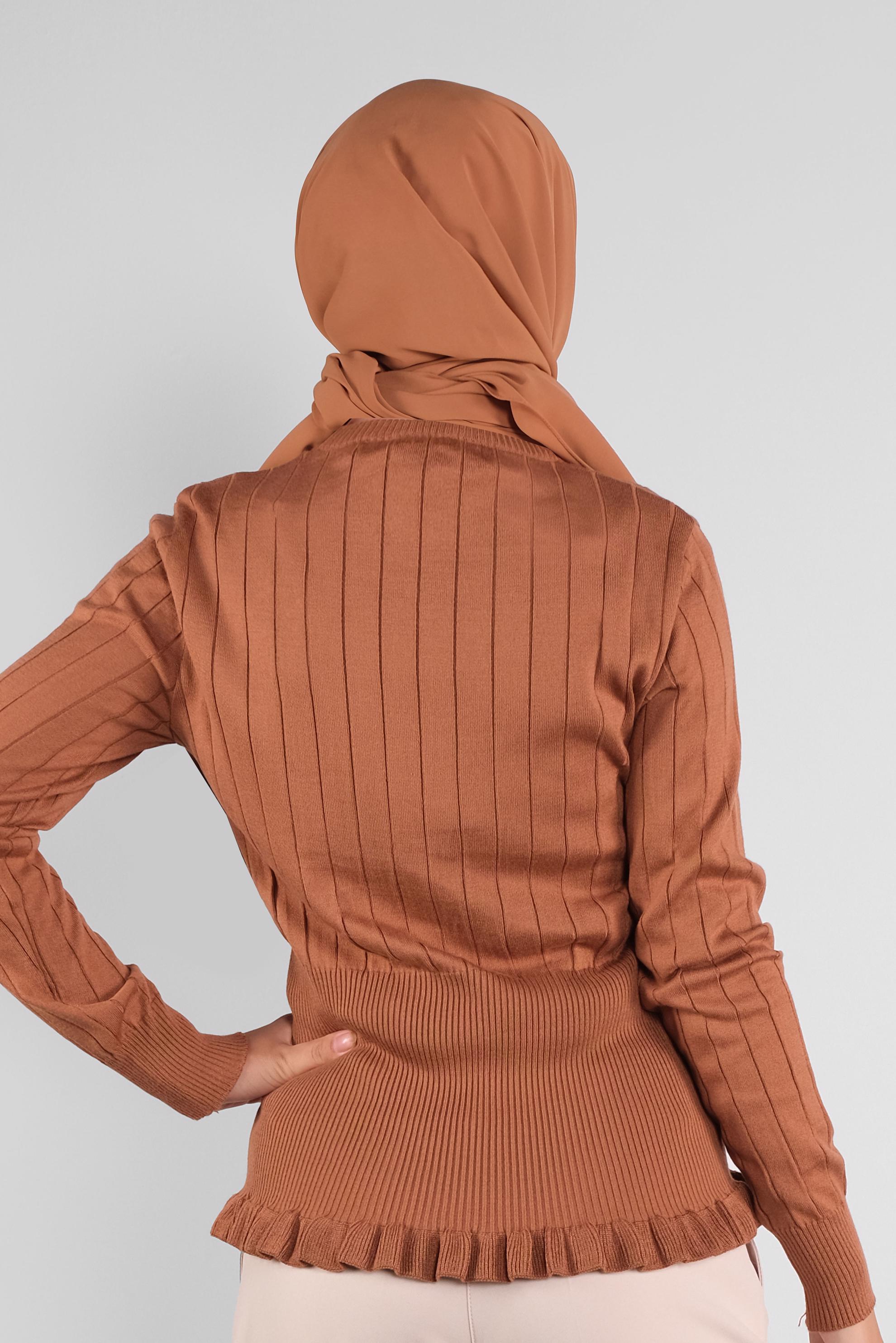 Tesettür giyim TURUNCU FIRFIRLI TRİKO KAZAK 41027 