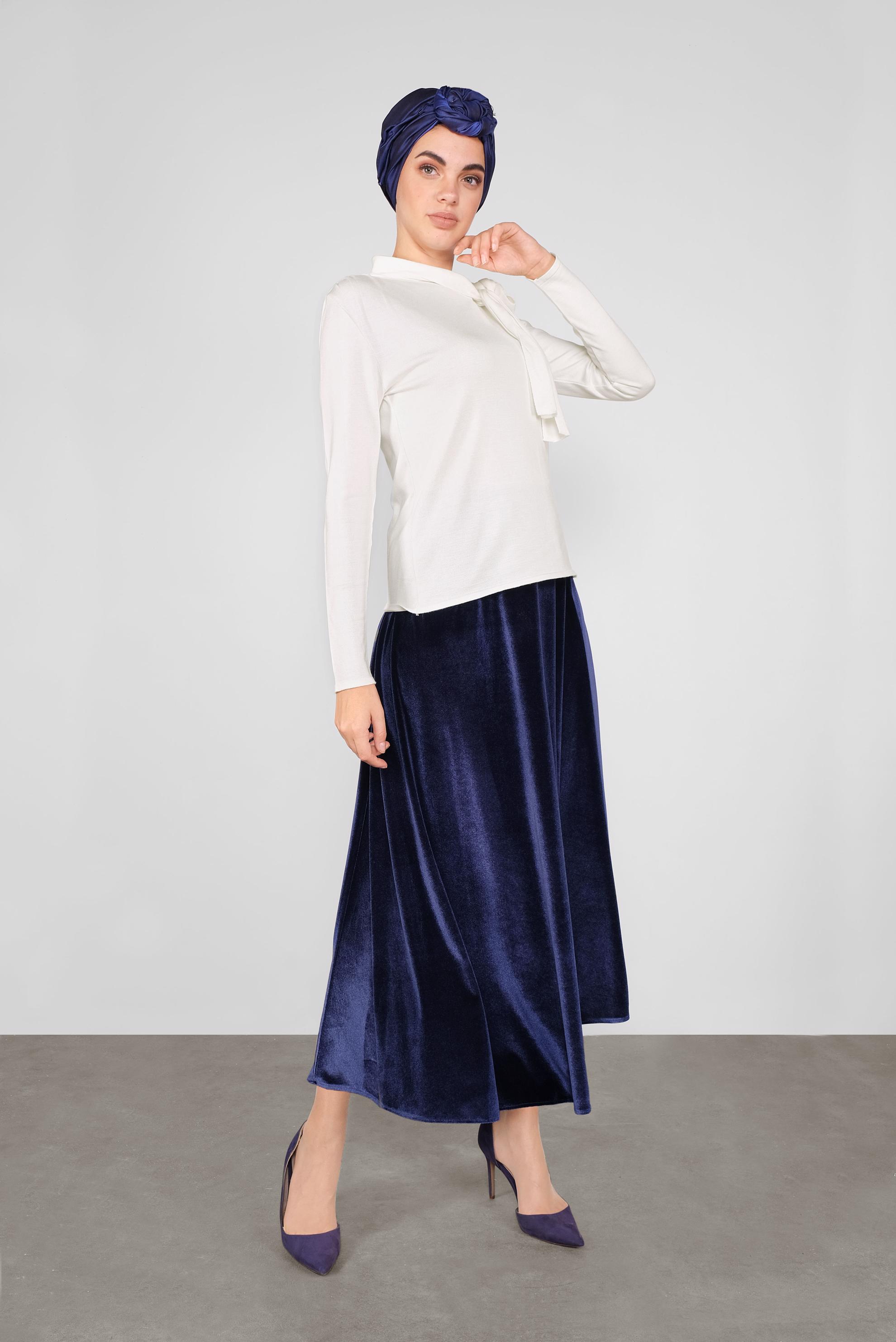 Hijab clothing WHITE BOW-TIE KNIT SWEATER 41028