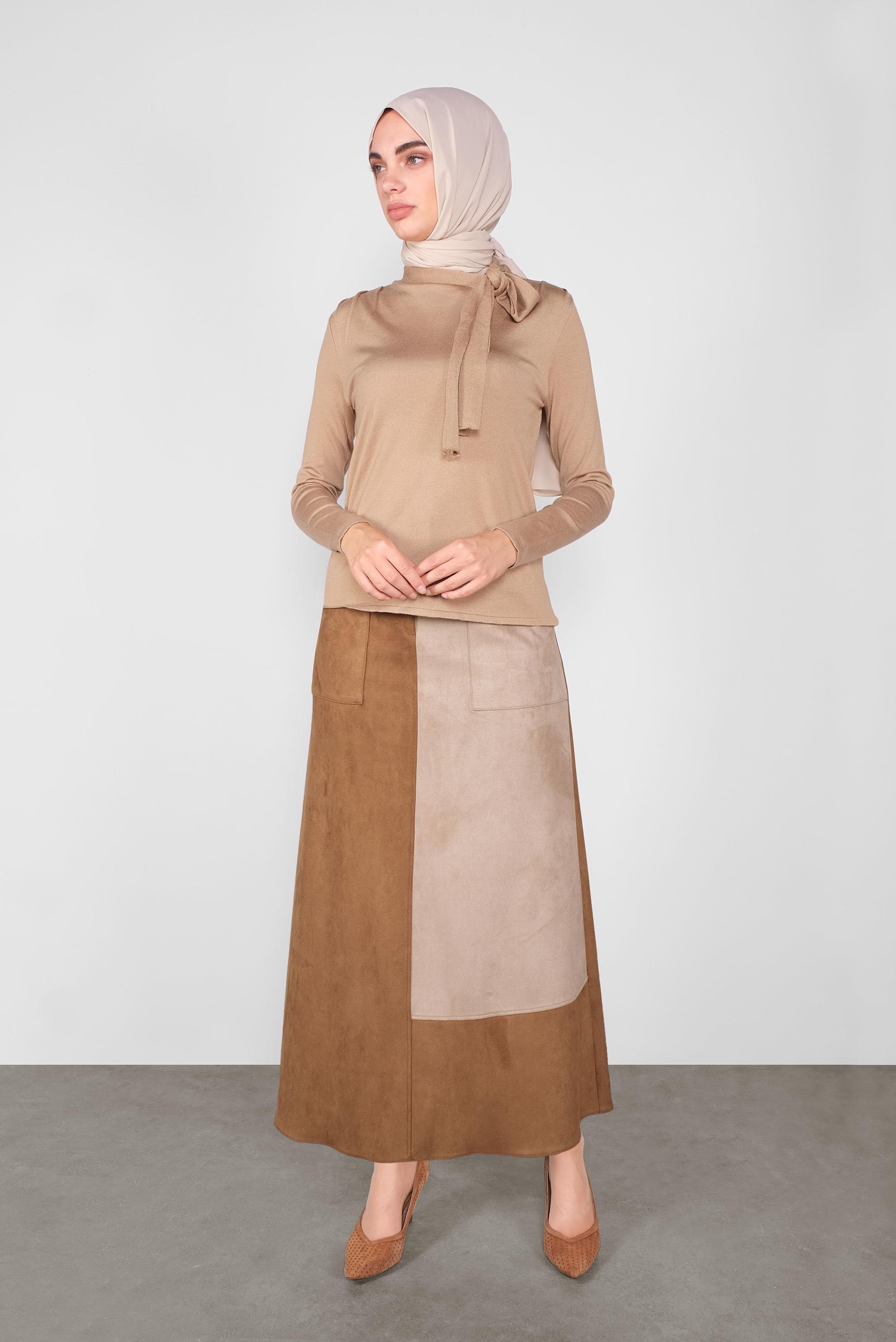 Hijab clothing BROWN BOW-TIE KNIT SWEATER 41028