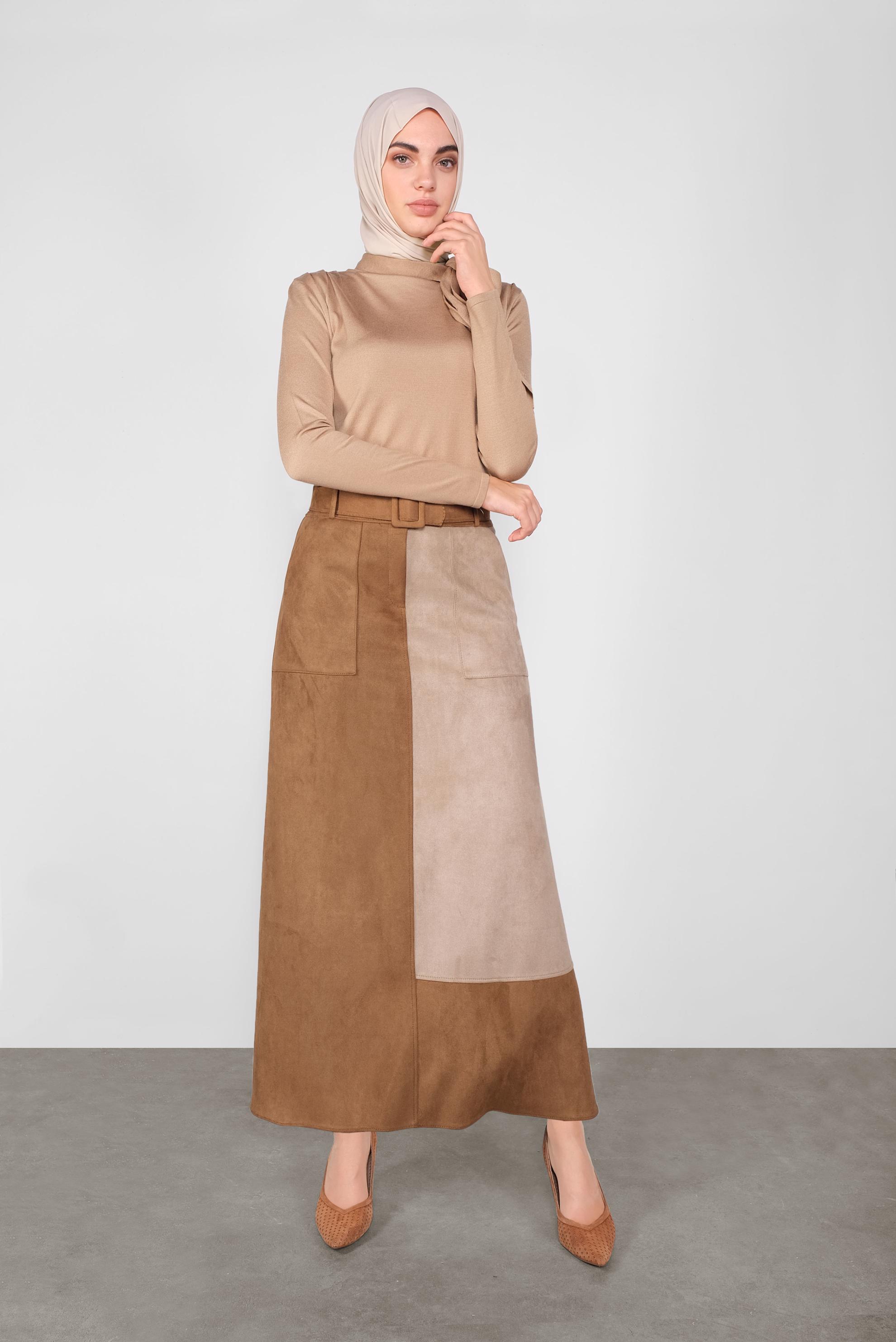 Hijab clothing BROWN BOW-TIE KNIT SWEATER 41028