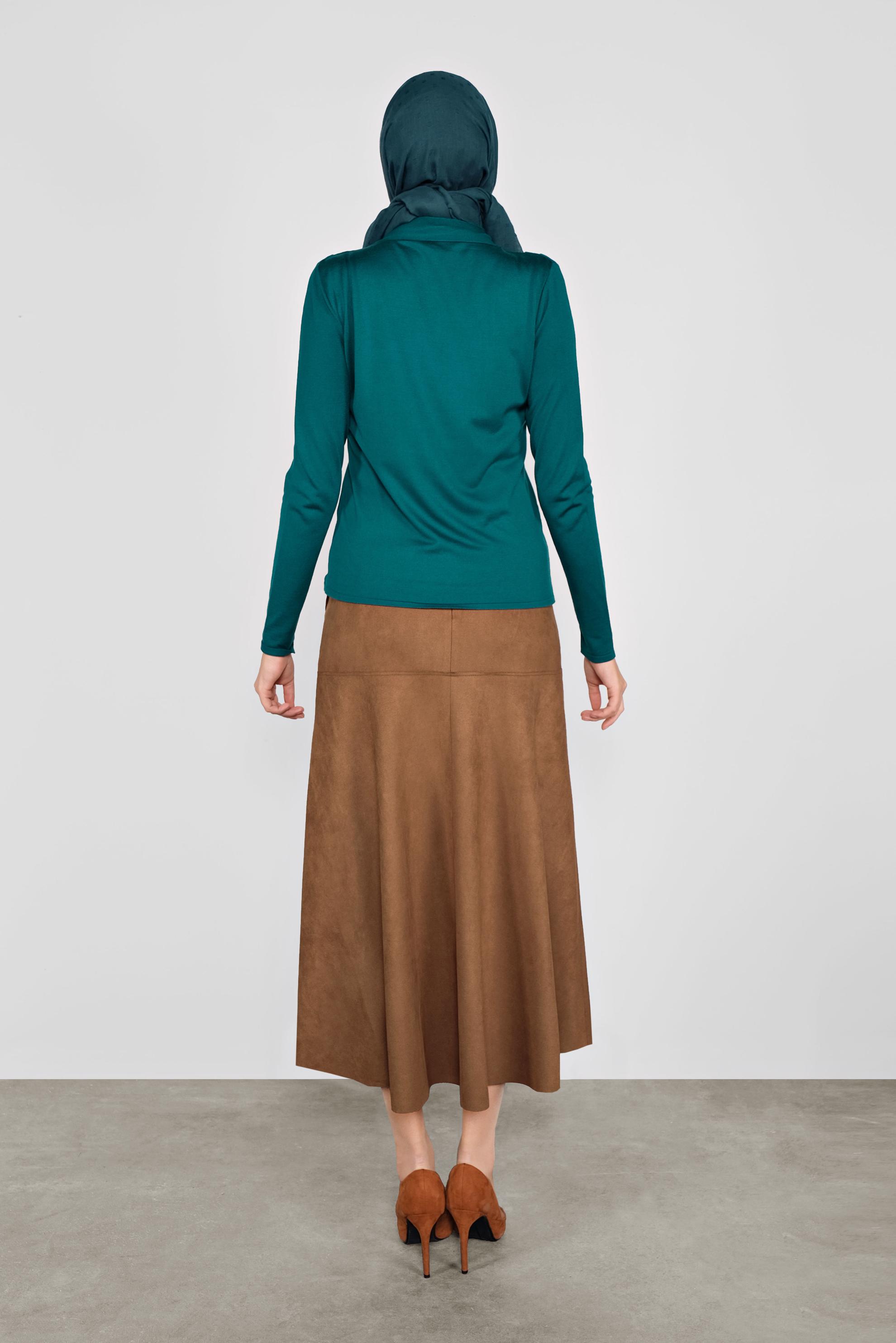 Tesettür giyim MAVİ YAKASI FİYONKLU TRİKO KAZAK 41028