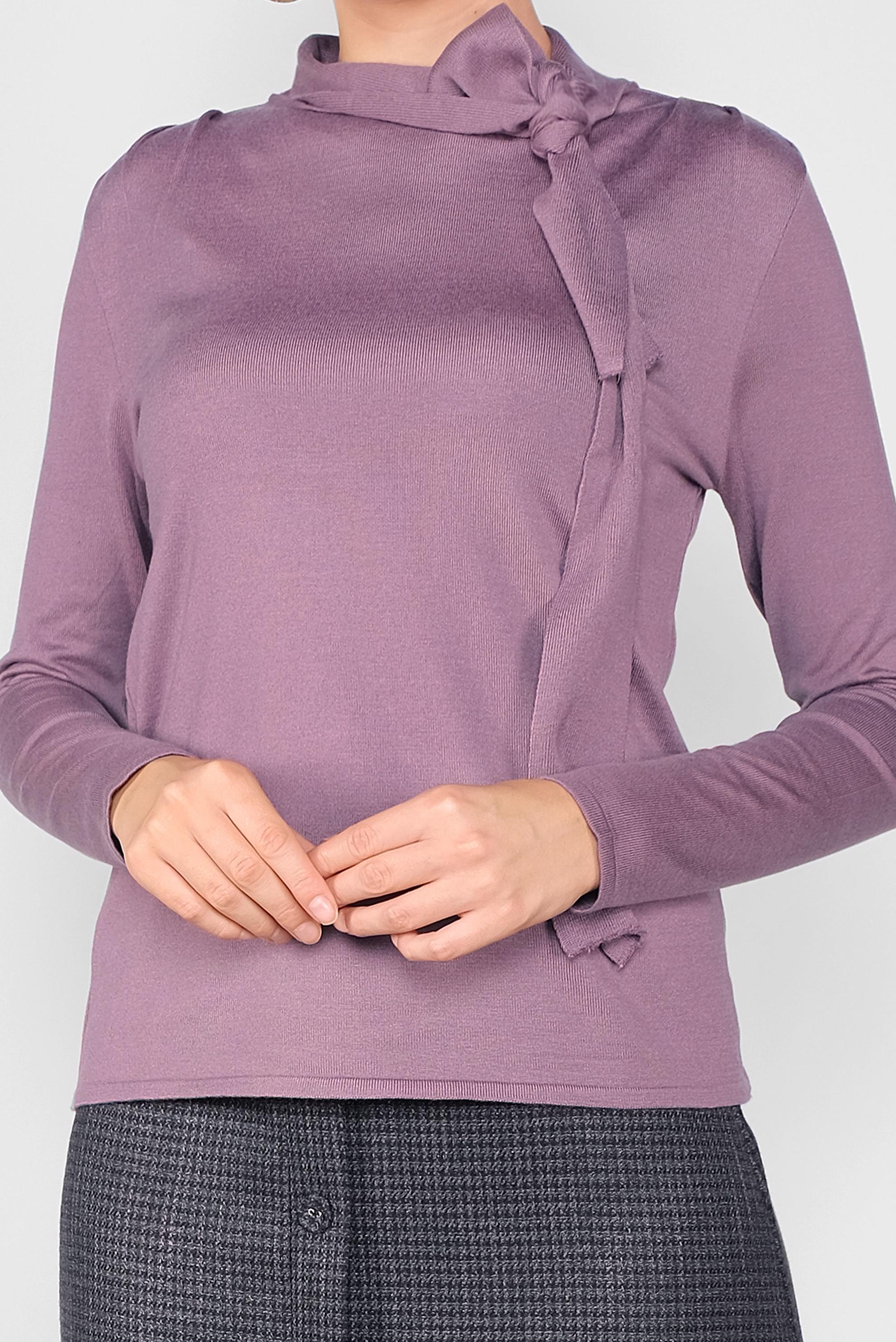 Tesettür giyim MOR YAKASI FİYONKLU TRİKO KAZAK 41028