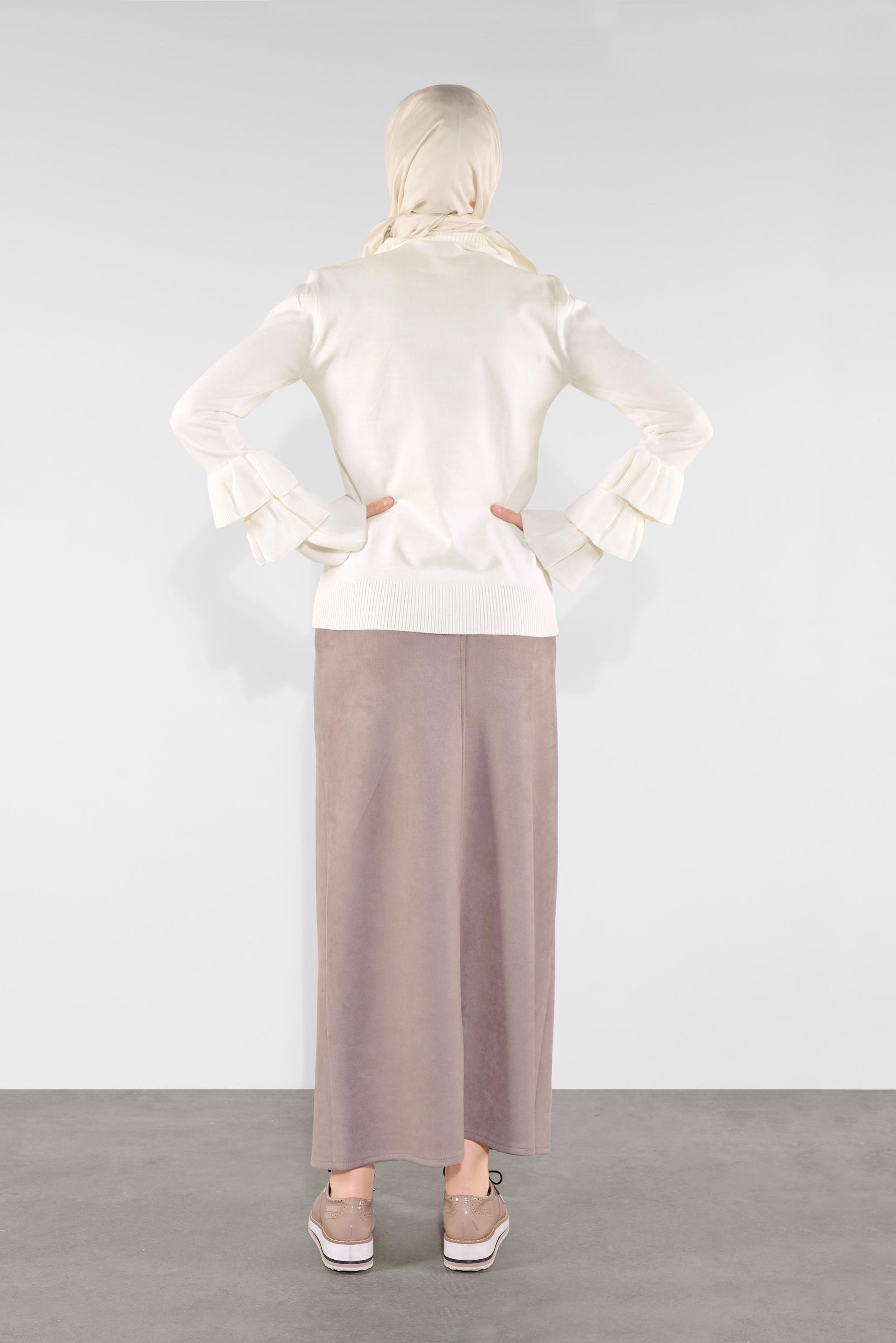 Hijab clothing WHITE RUFFLED KNIT SWEATER 41086