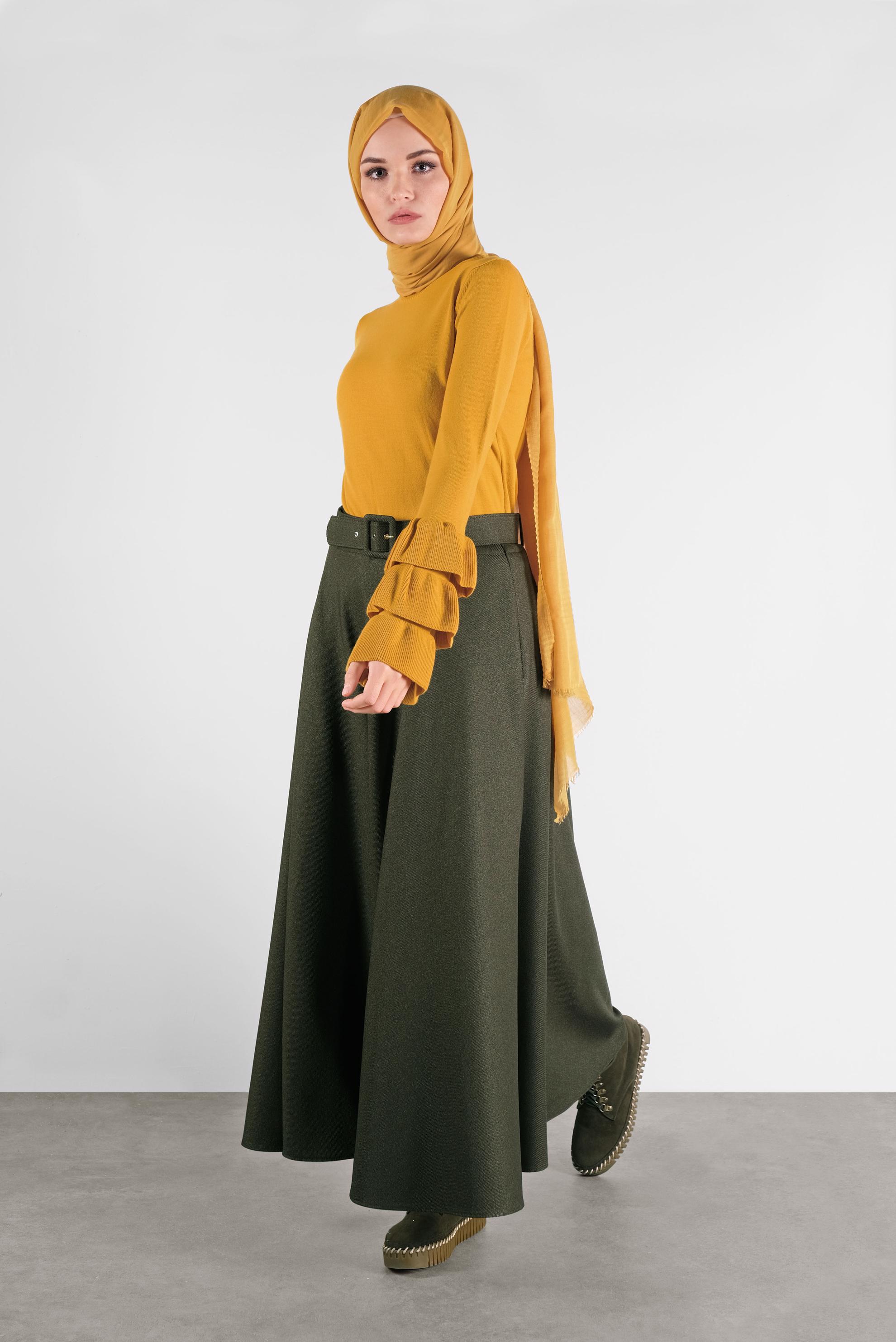 Hijab clothing YELLOW RUFFLED KNIT SWEATER 41086