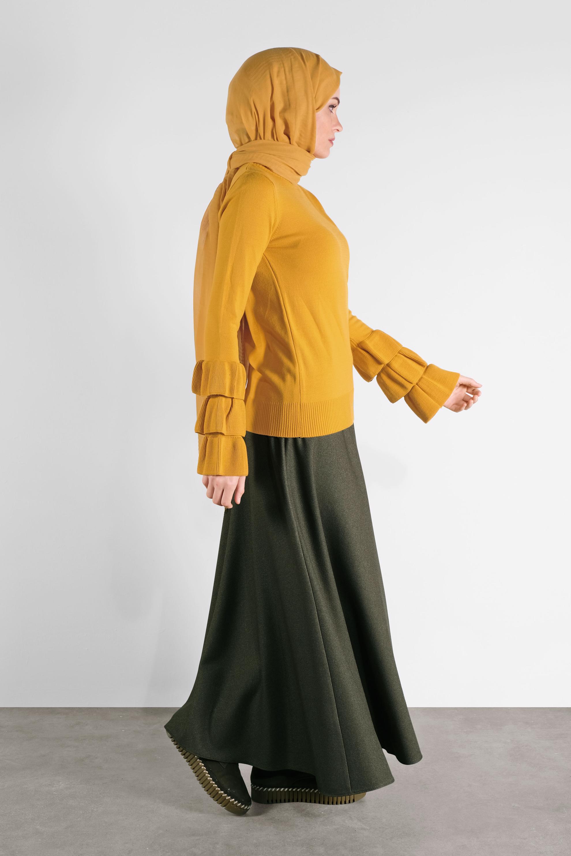 Hijab clothing YELLOW RUFFLED KNIT SWEATER 41086