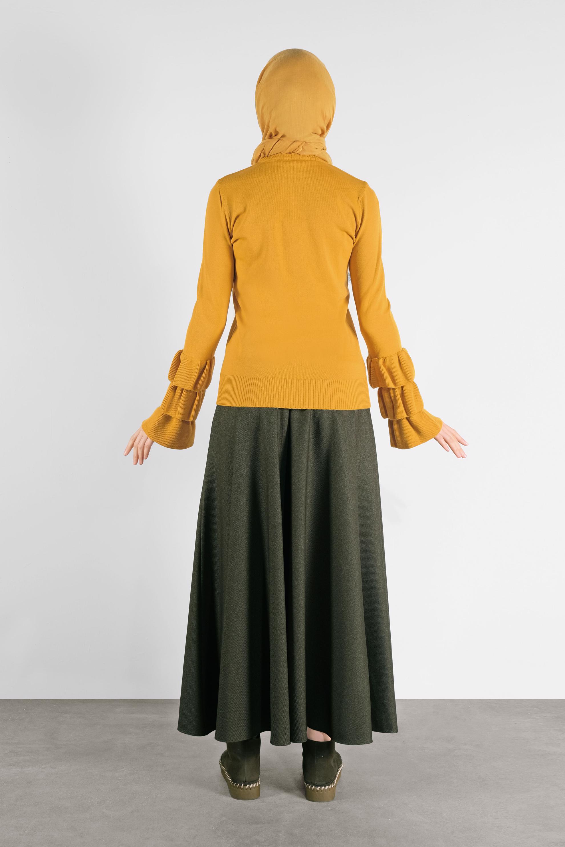 Hijab clothing YELLOW RUFFLED KNIT SWEATER 41086