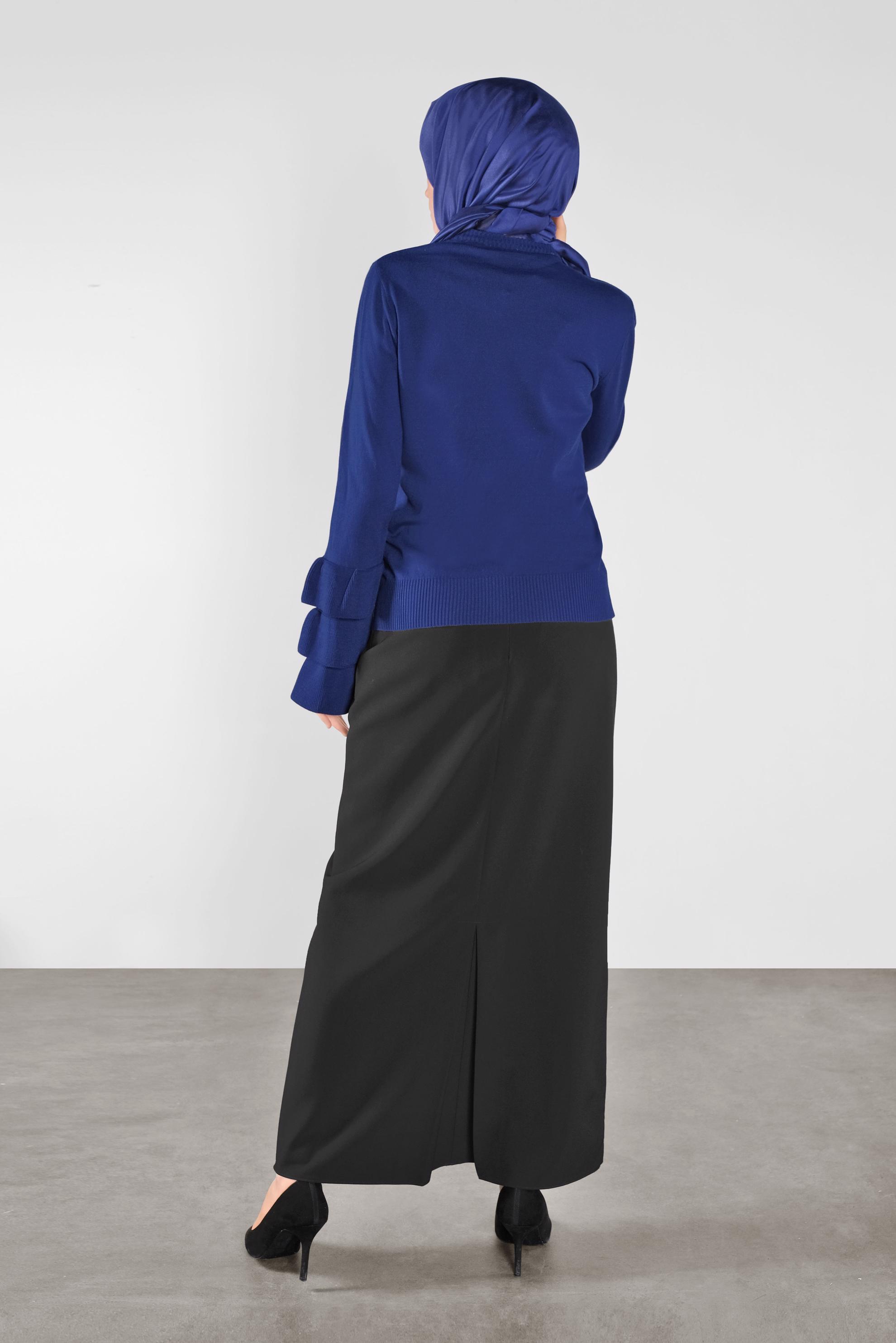 Hijab clothing NAVY BLUE RUFFLED KNIT SWEATER 41086