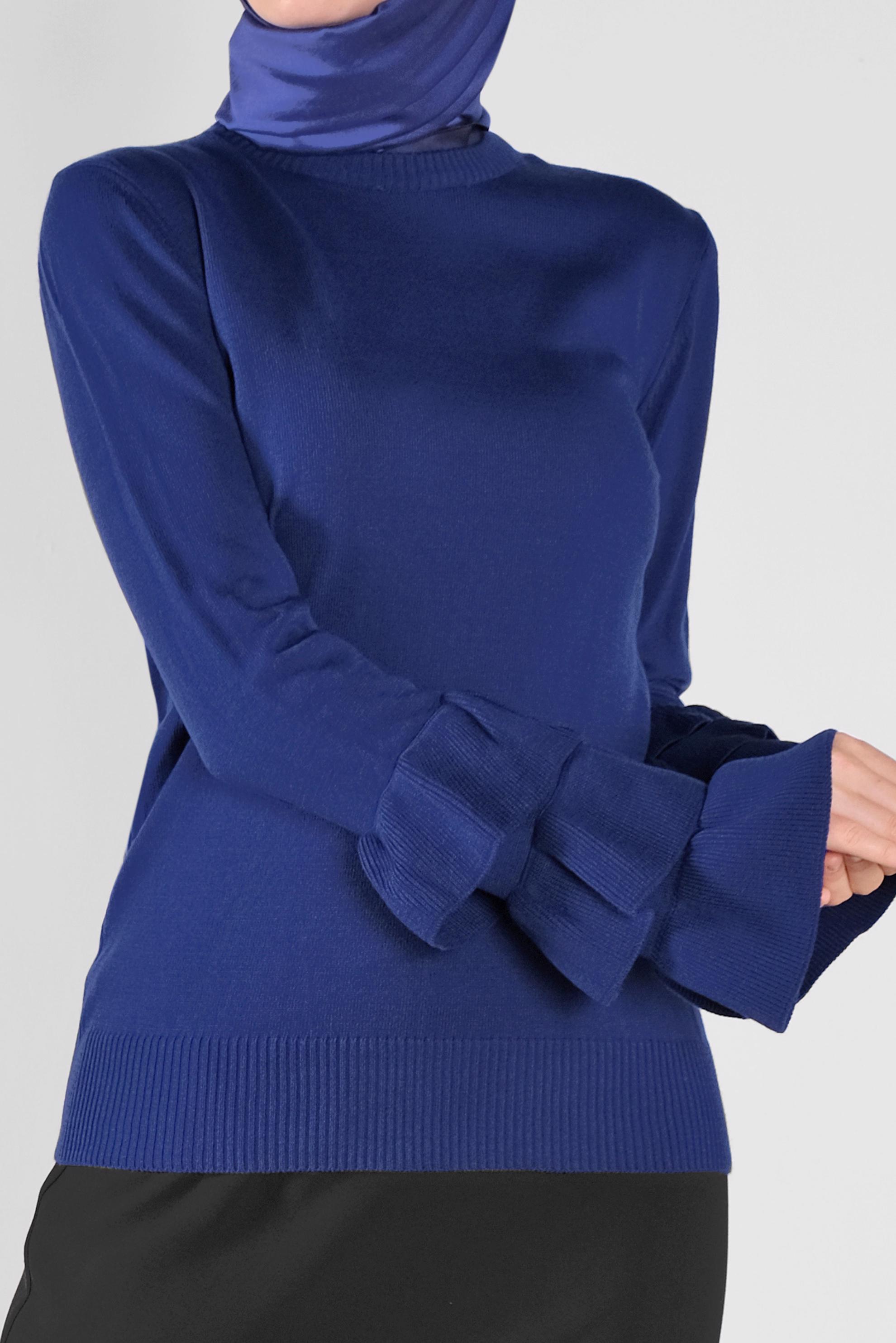 Hijab clothing NAVY BLUE RUFFLED KNIT SWEATER 41086