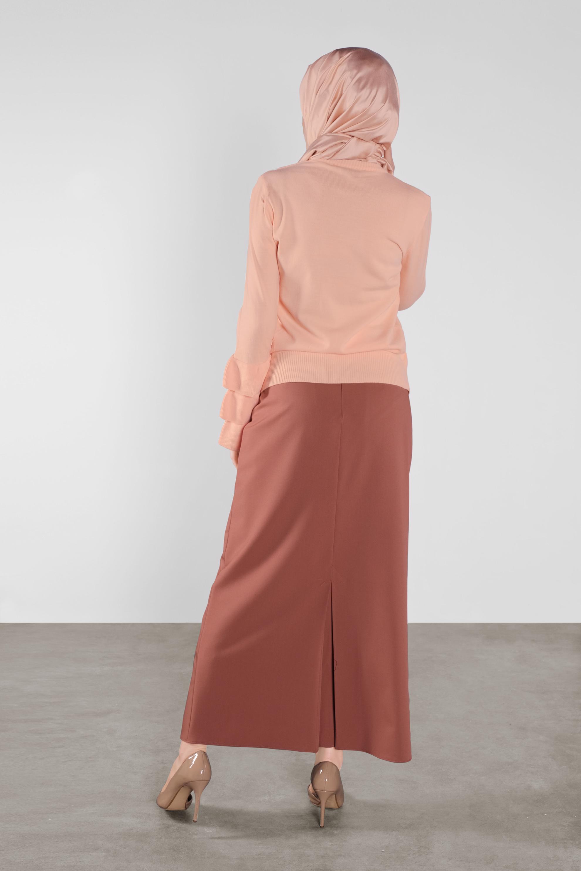 Tesettür giyim PEMBE FIRFIRLI TRİKO KAZAK 41086 