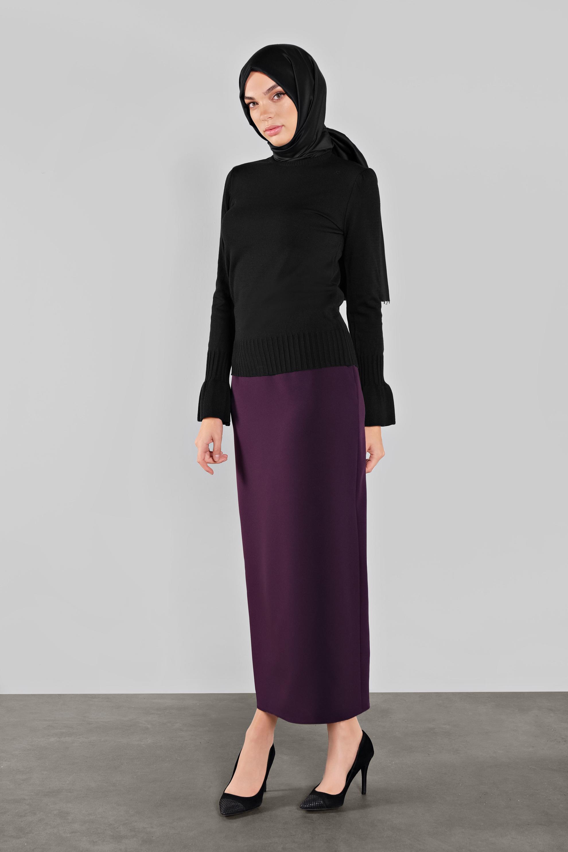 Tesettür giyim SİYAH GENİŞ KOL TRİKO KAZAK 41088 