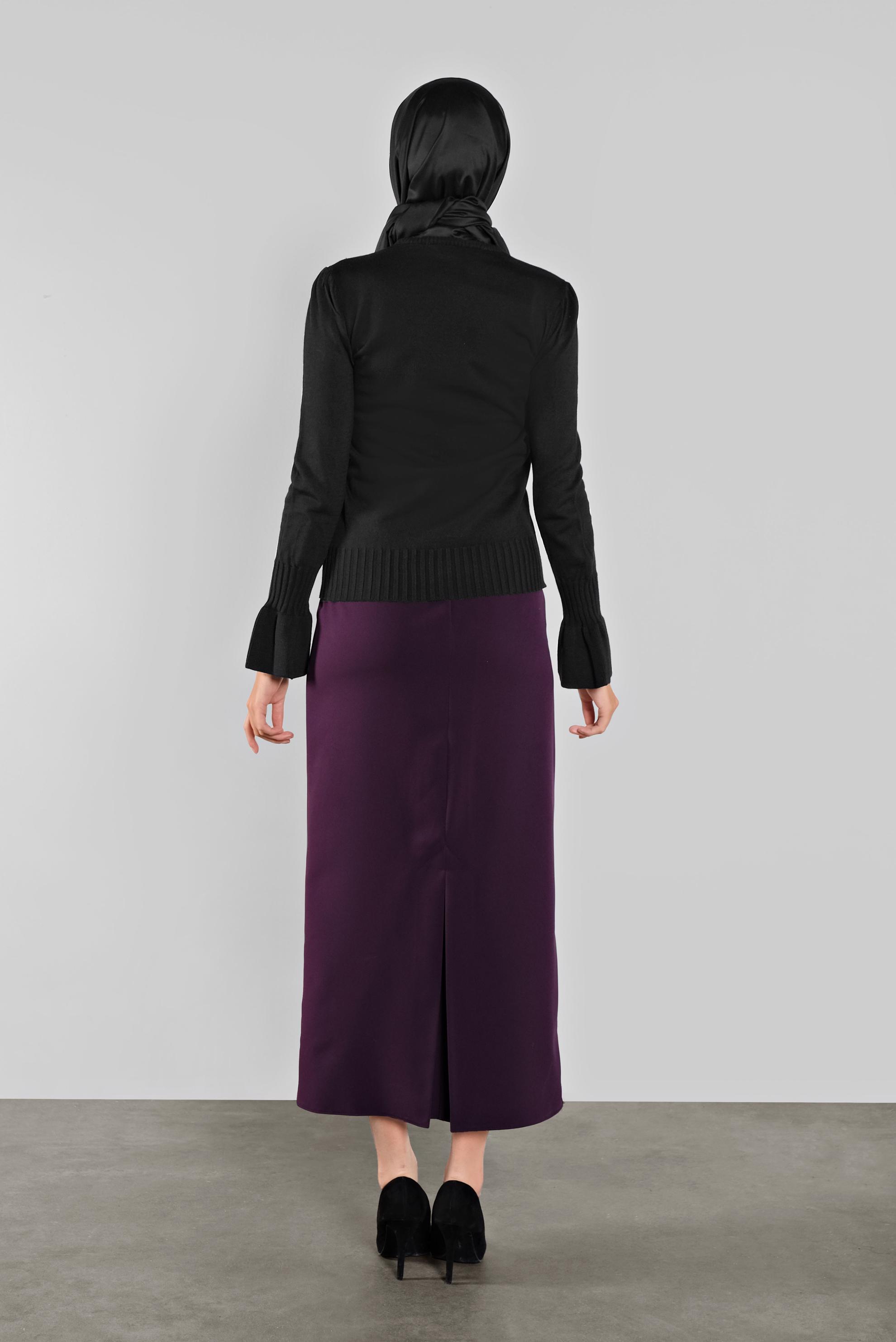 Tesettür giyim SİYAH GENİŞ KOL TRİKO KAZAK 41088 