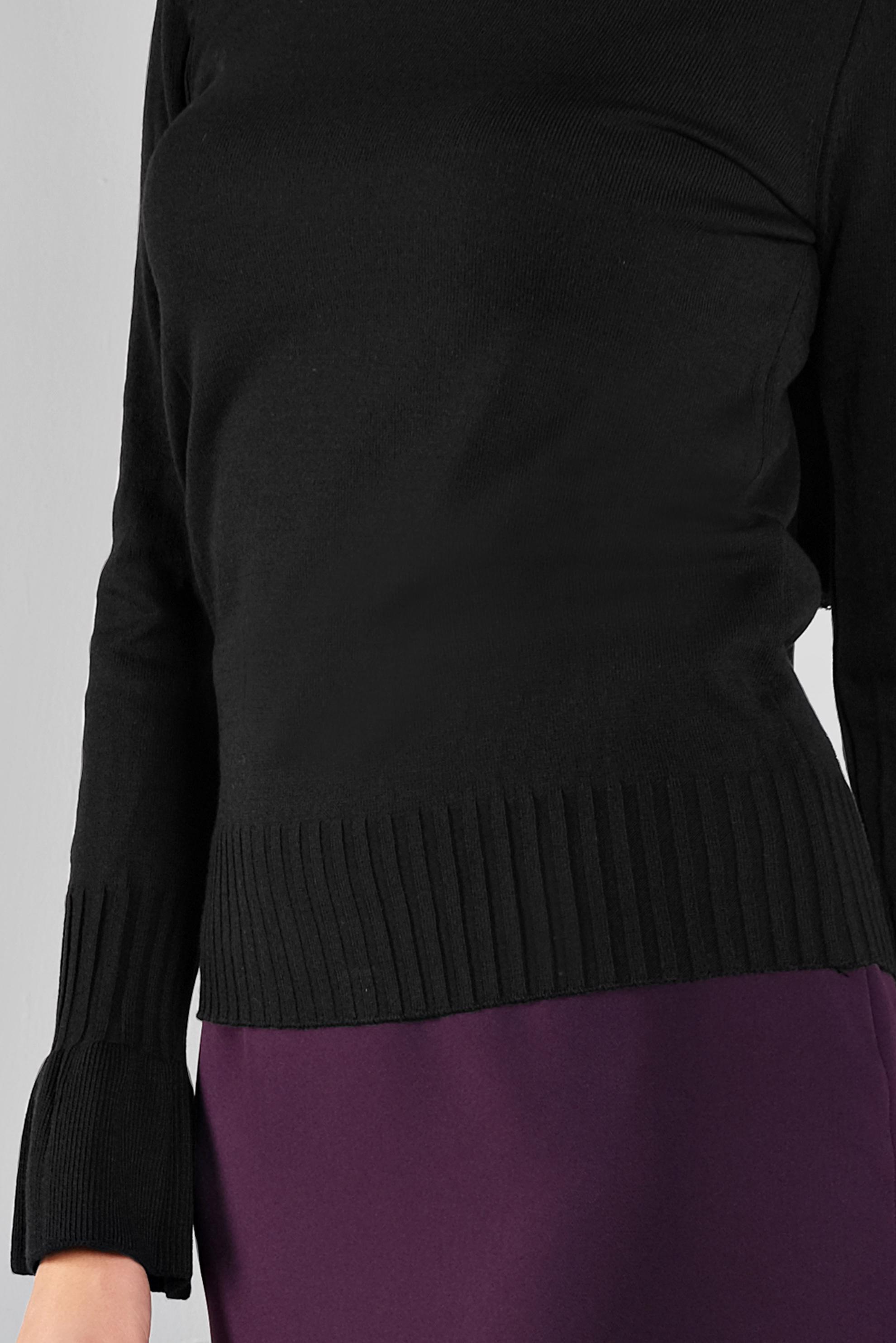 Tesettür giyim SİYAH GENİŞ KOL TRİKO KAZAK 41088 