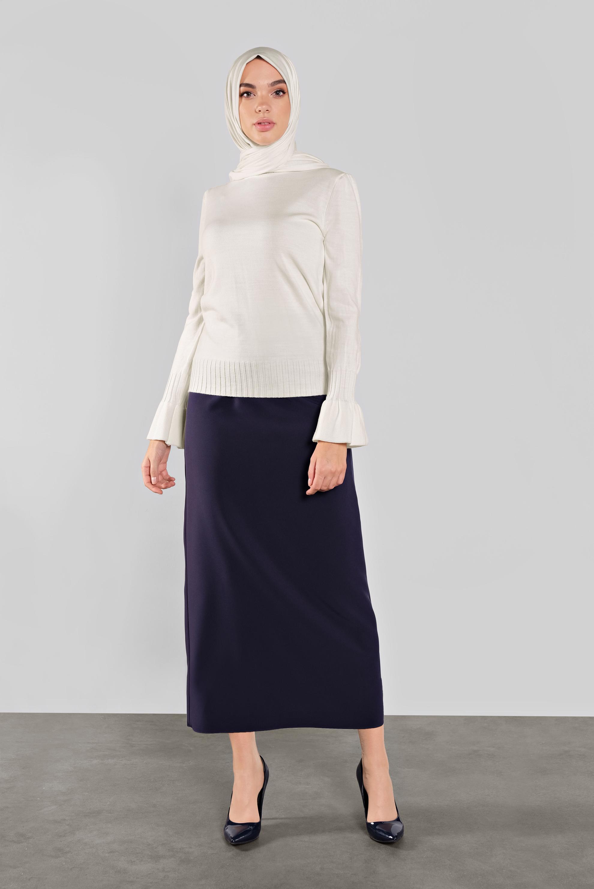 Tesettür giyim BEYAZ GENİŞ KOL TRİKO KAZAK 41088 