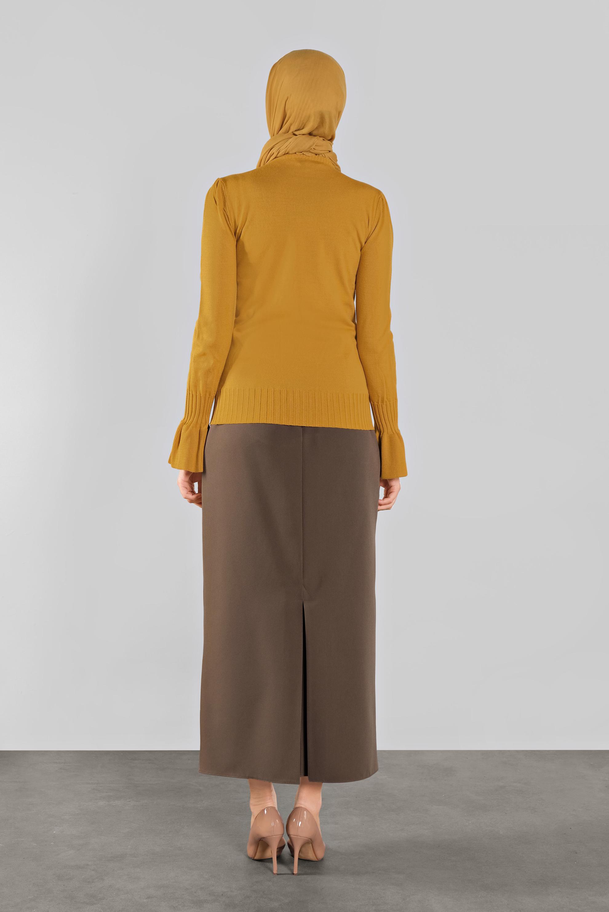 Tesettür giyim SARI GENİŞ KOL TRİKO KAZAK 41088 