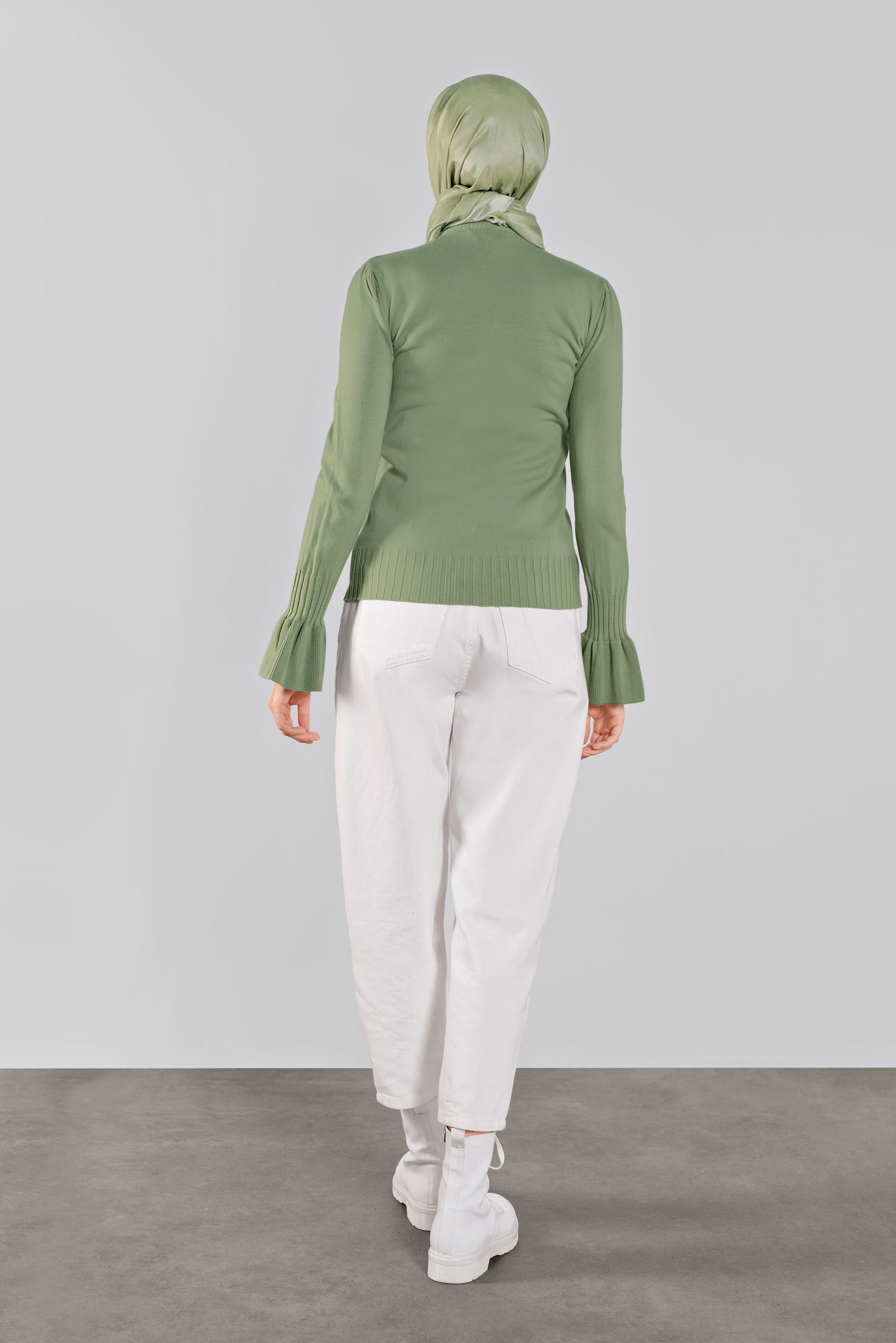 Tesettür giyim YEŞİL GENİŞ KOL TRİKO KAZAK 41088 