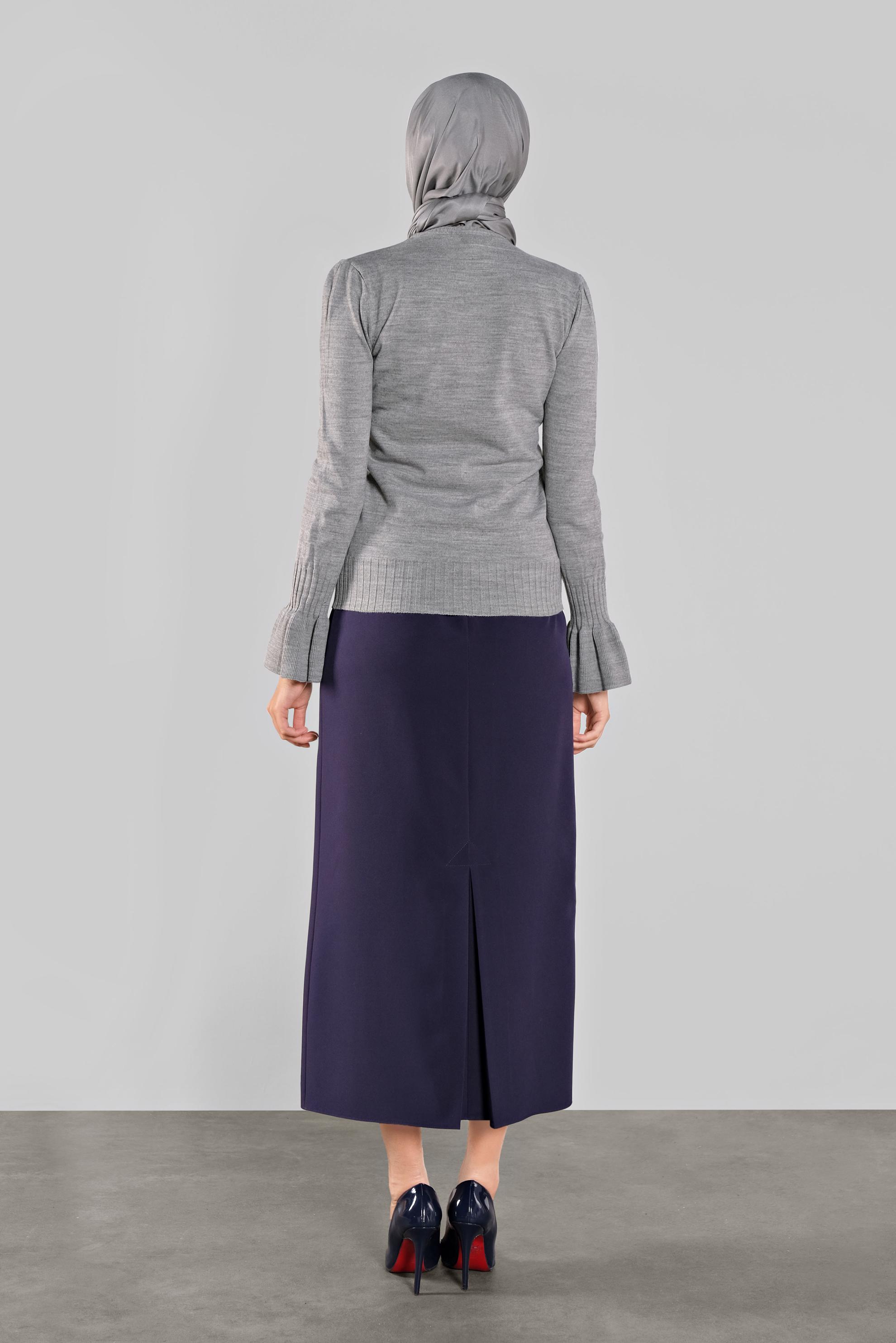 Tesettür giyim GRİ GENİŞ KOL TRİKO KAZAK 41088 