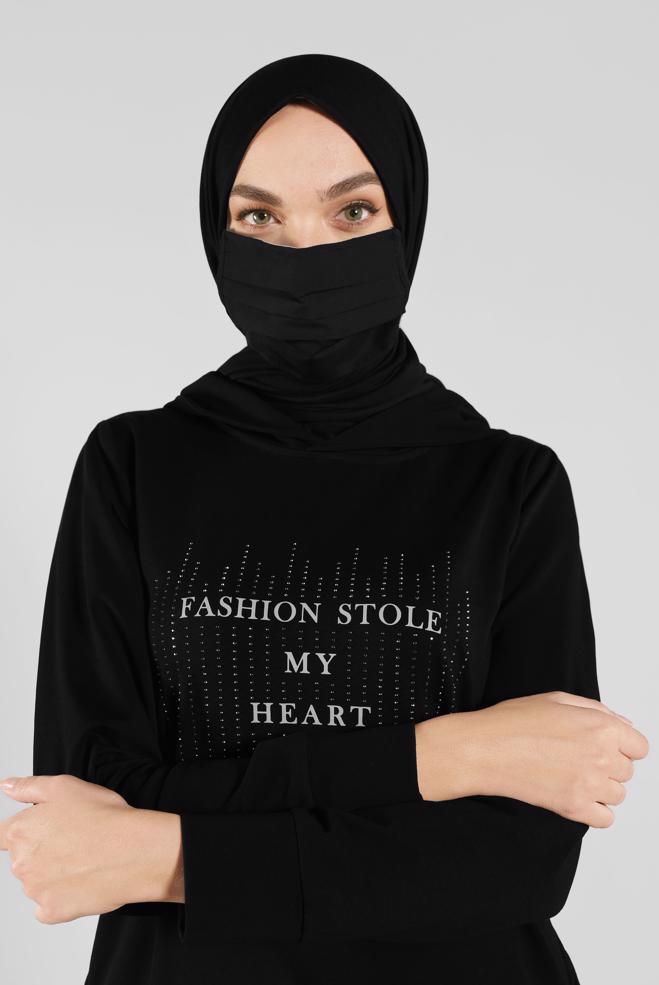 Hijab clothing BLACK ALVINA WASHABLE COTTON MASK 8000  - ALVİNA