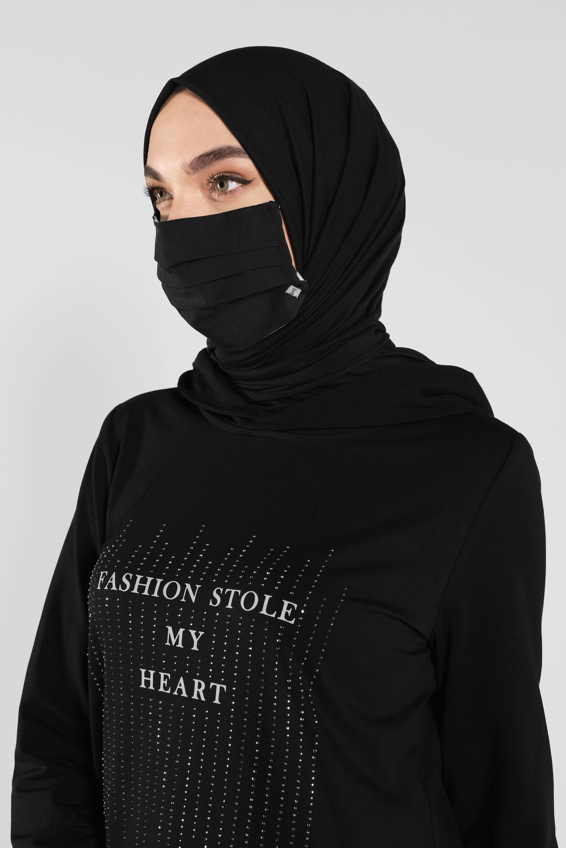 Hijab clothing BLACK ALVINA WASHABLE COTTON MASK 8000 