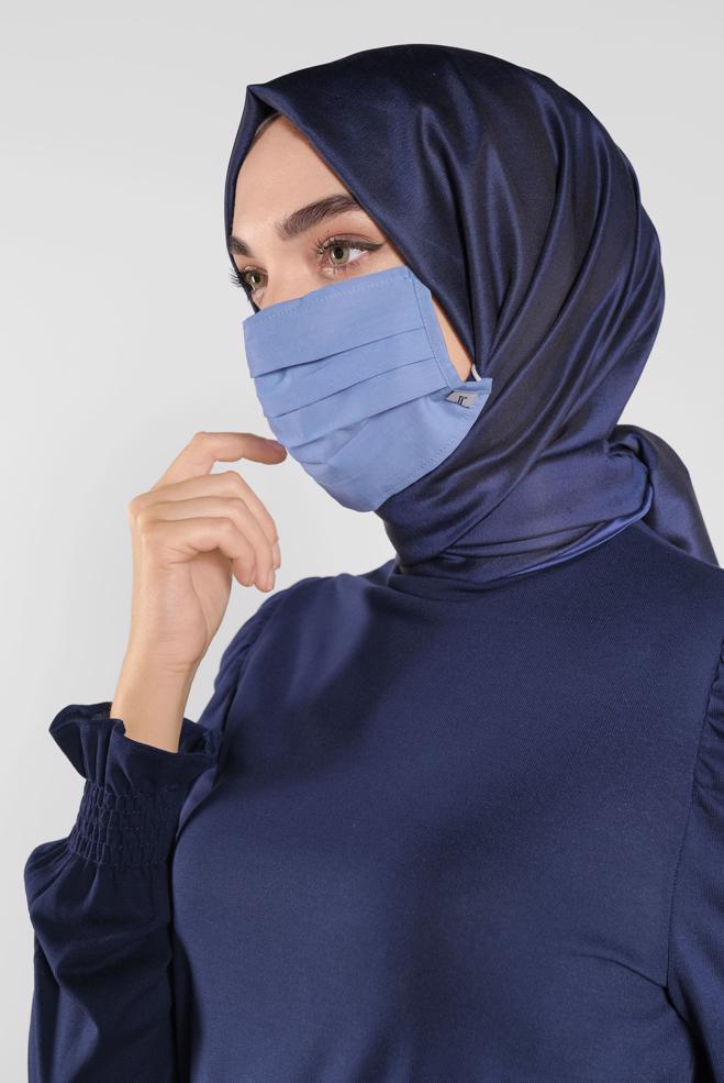 Hijab clothing BLUE ALVINA WASHABLE COTTON MASK 8000  - ALVİNA