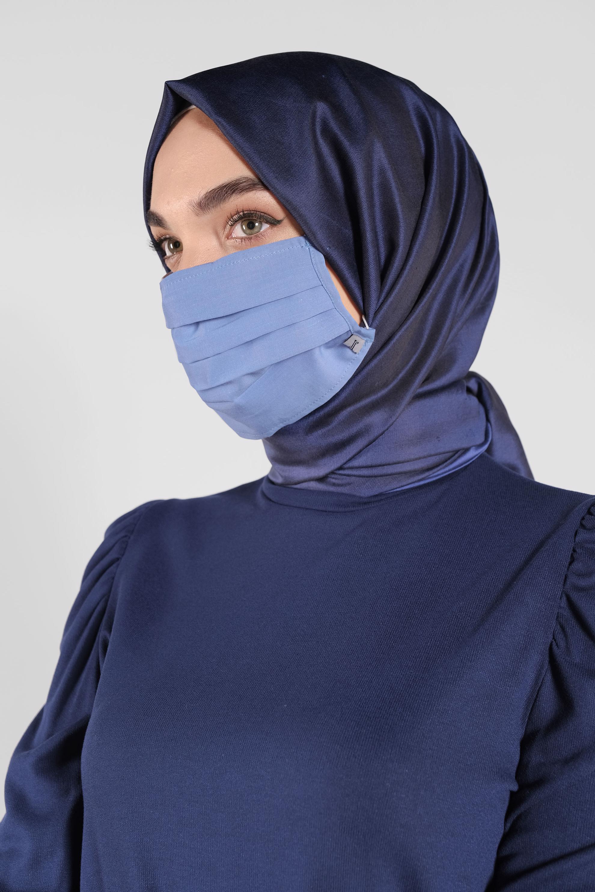 Vêtements hijab BLEU ALVINA MASQUE EN COTON À LAVABLE 8000 