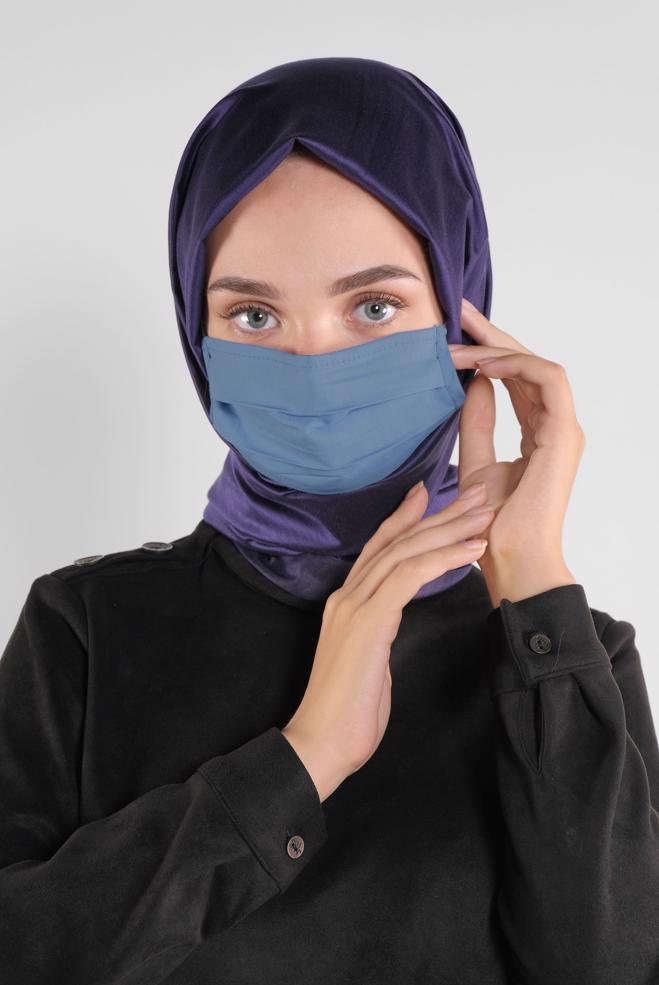 Hijab clothing NAVY BLUE ALVINA WASHABLE COTTON MASK 8000  - ALVİNA