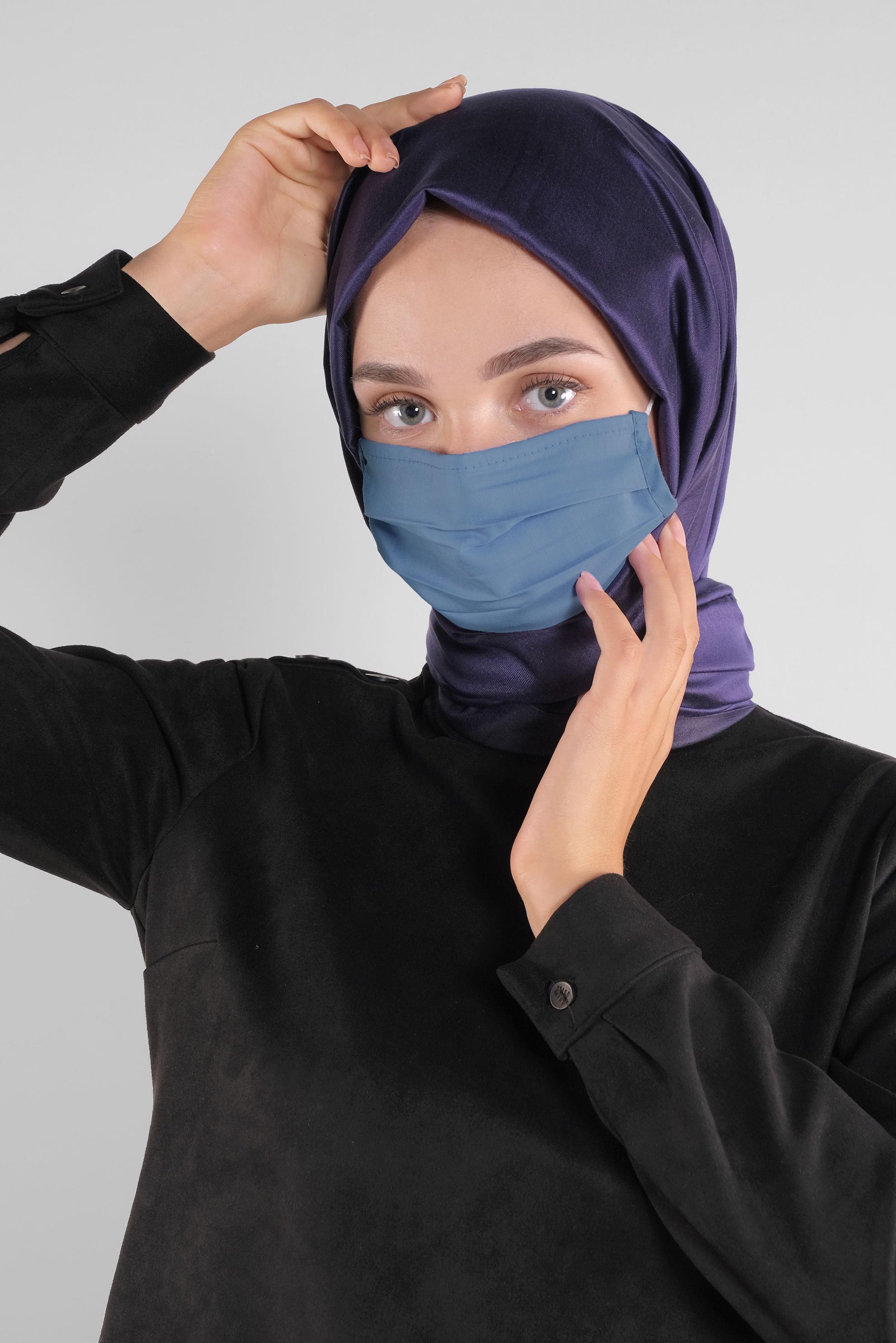 Vêtements hijab BLEU MARINE ALVINA MASQUE EN COTON À LAVABLE 8000 