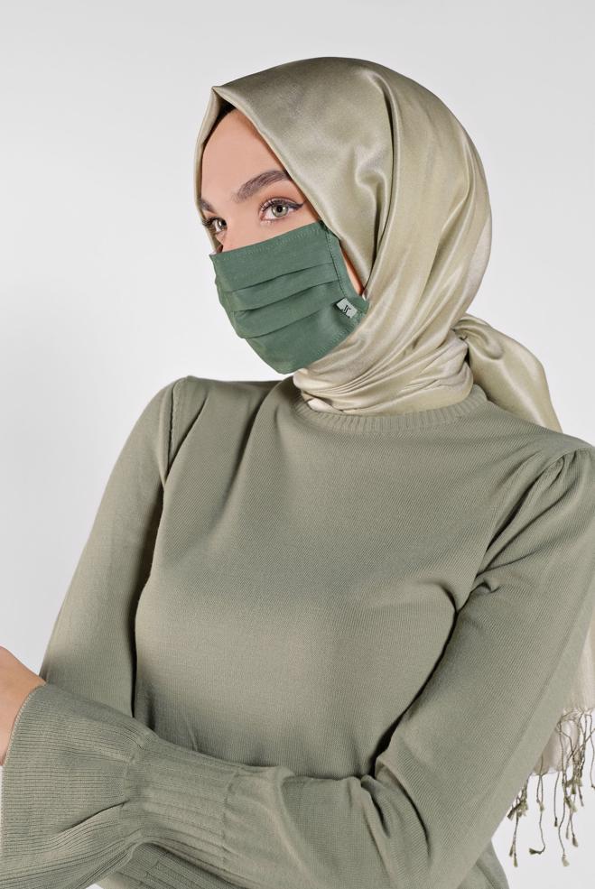 Hijab clothing GREEN ALVINA WASHABLE COTTON MASK 8000  - ALVİNA