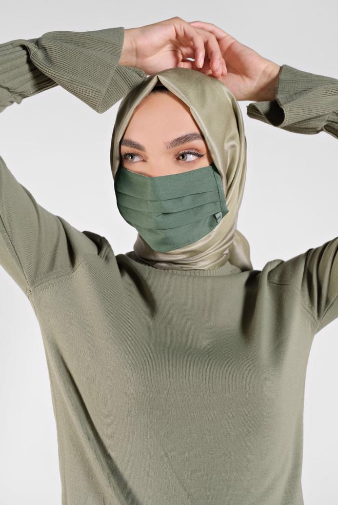 Hijab clothing GREEN ALVINA WASHABLE COTTON MASK 8000  - ALVİNA