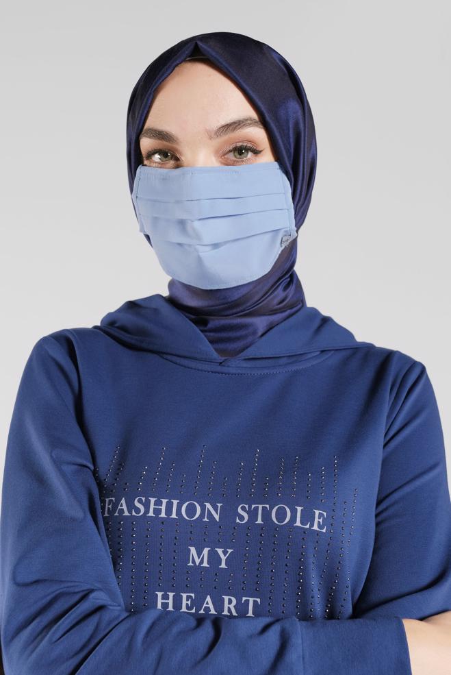 Hijab clothing BLUE ALVINA WASHABLE COTTON MASK 8000  - ALVİNA