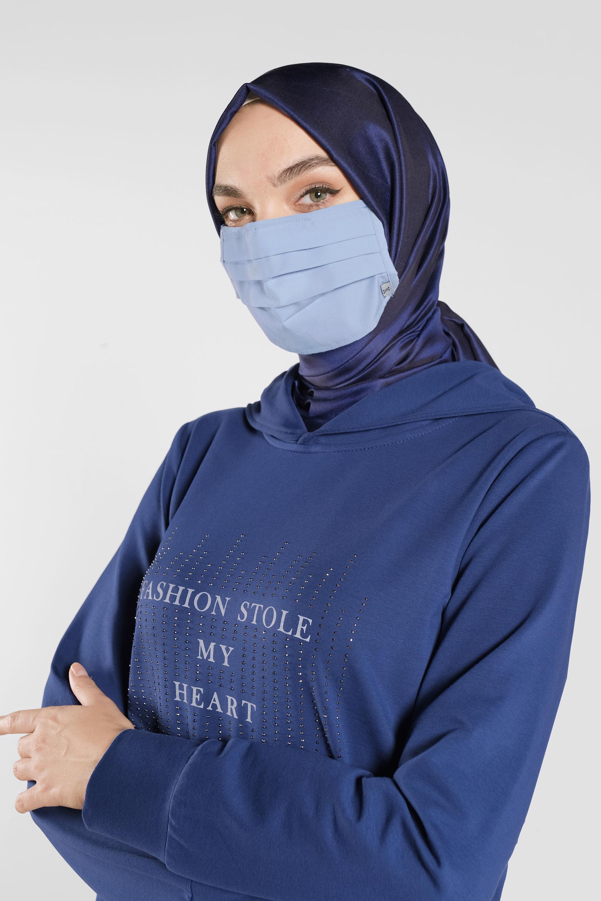 Vêtements hijab BLEU ALVINA MASQUE EN COTON À LAVABLE 8000 