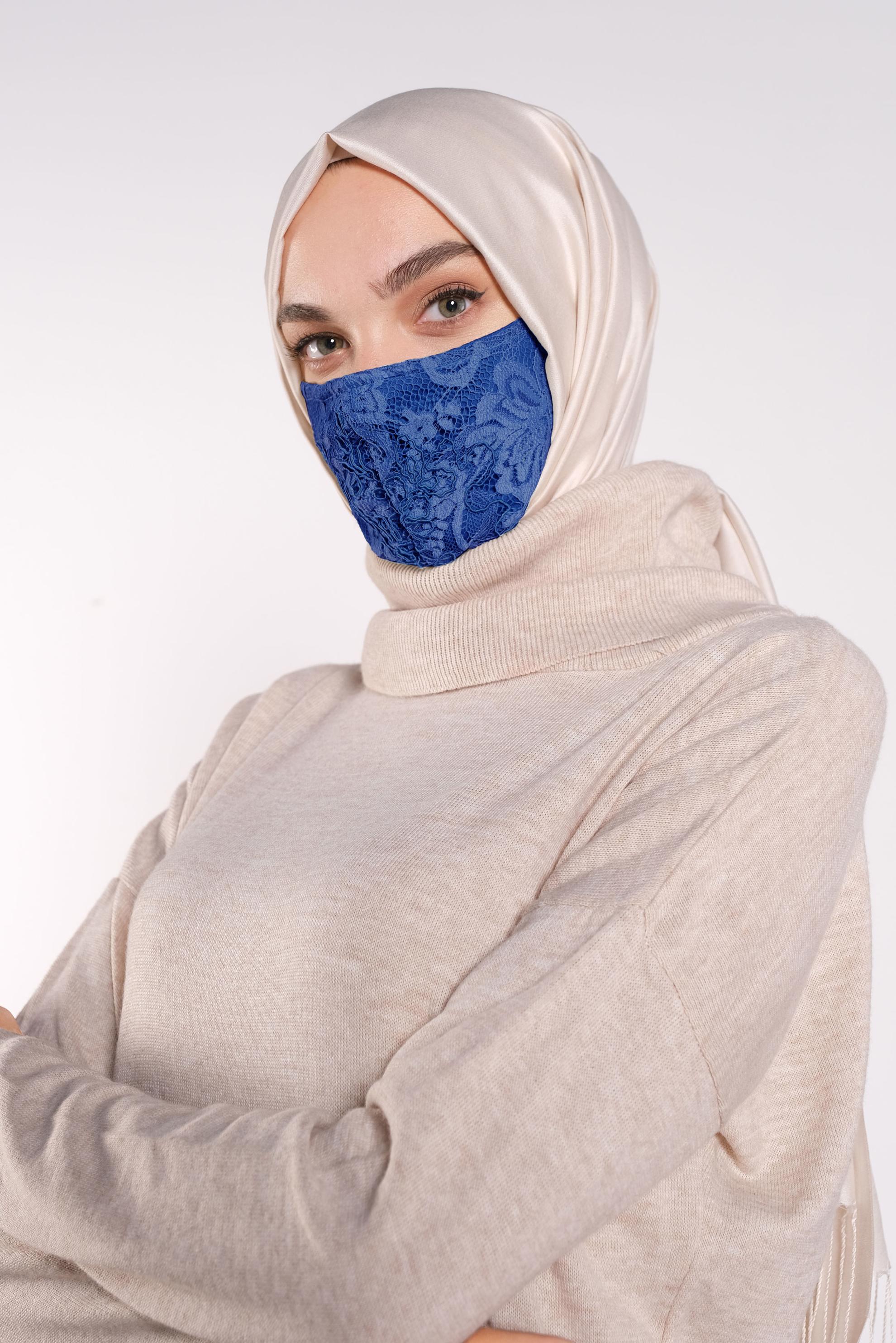 Hijab clothing NAVY BLUE ALVINA LACY MASK 8001