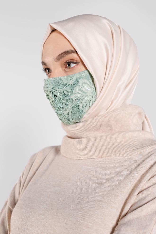 Hijab clothing GREEN ALVINA LACY MASK 8001 - ALVİNA