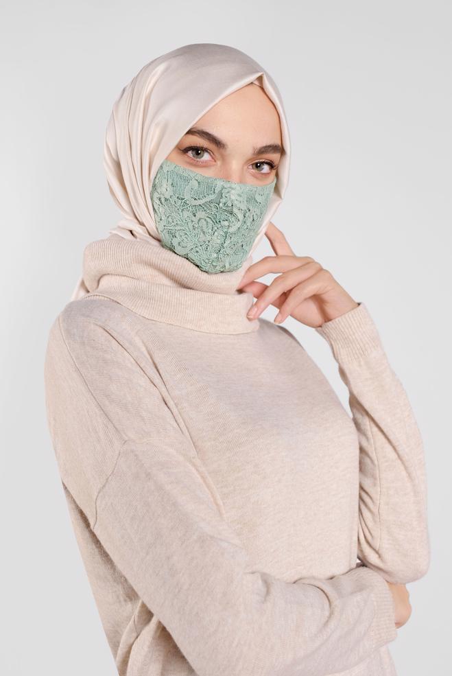 Hijab clothing GREEN ALVINA LACY MASK 8001 - ALVİNA